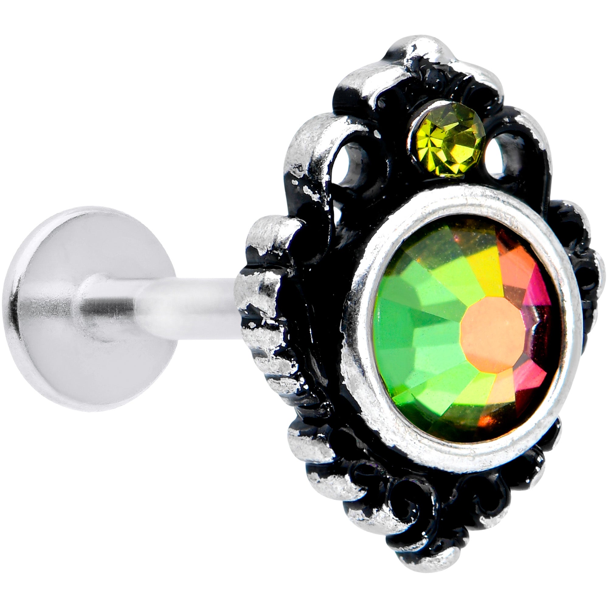 16G 5/16 Green Orange Tourmaline Fire Labret Monroe Tragus