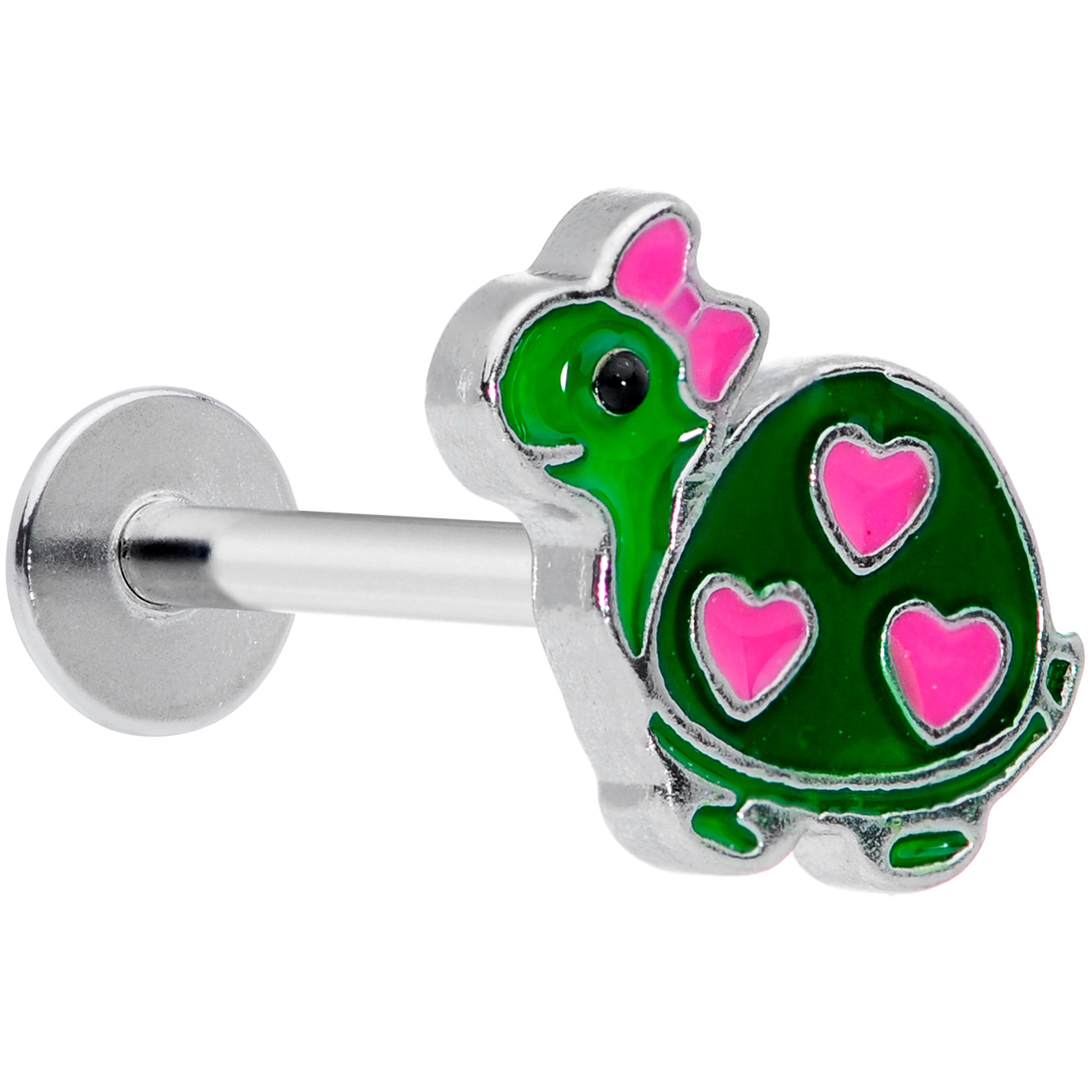 16G 5/16 Pink Green Hearts Bow Pretty Turtle Labret Monroe Tragus
