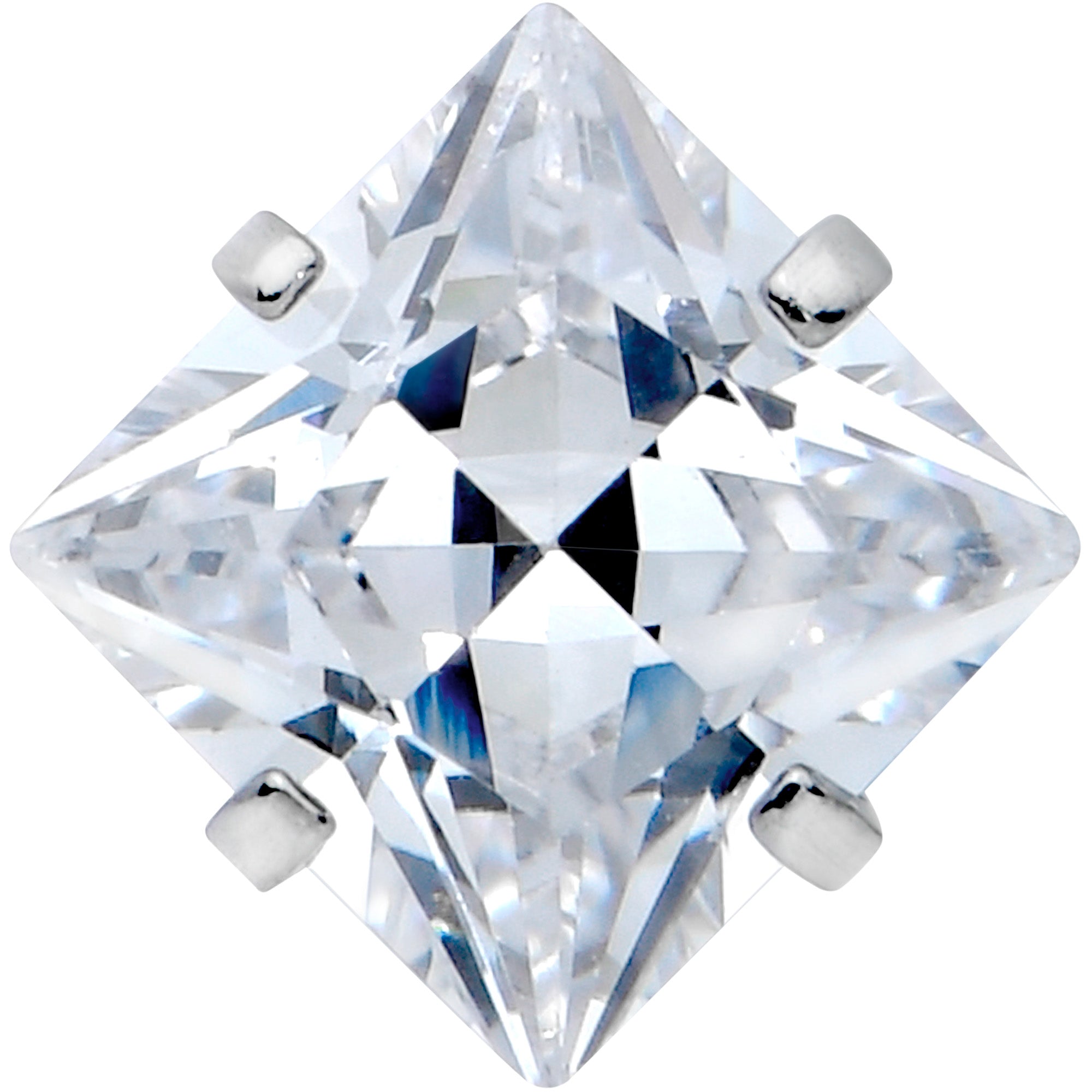 Clear CZ Gem Rhombus Top Barbell Tongue Ring