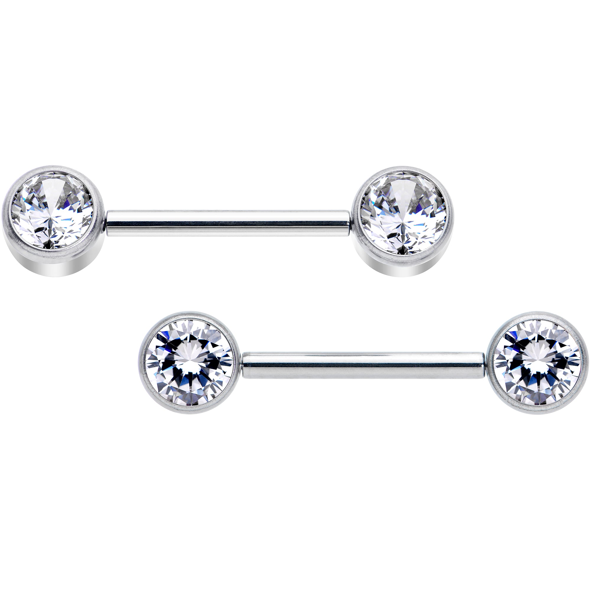 14G 9/16 Clear CZ Gem G23 Titanium Threadless Nipple Ring Set