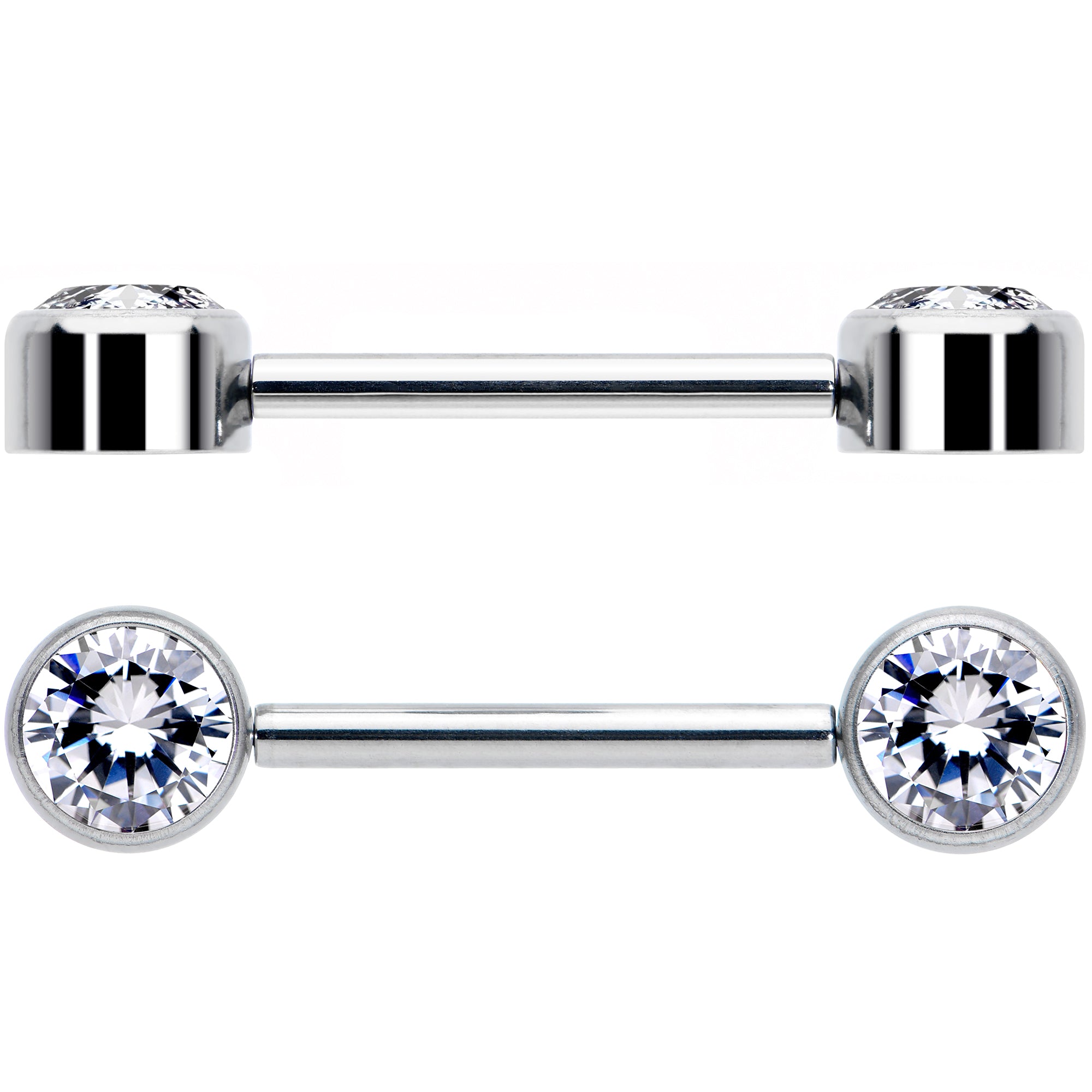 14G 9/16 Clear CZ Gem G23 Titanium Threadless Nipple Ring Set