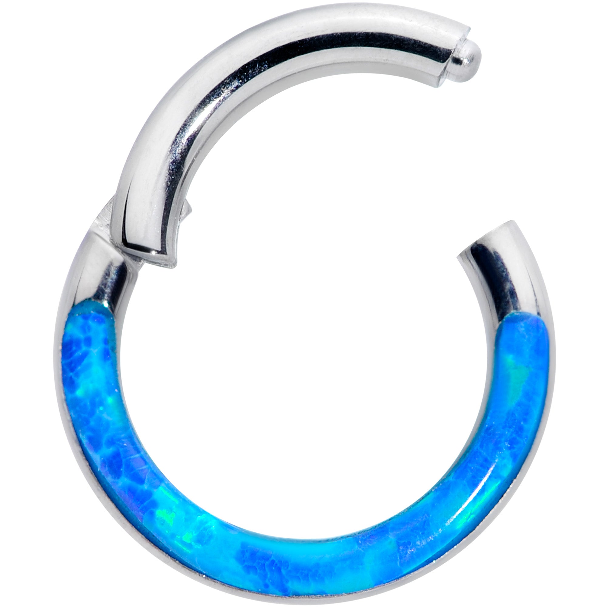 16G 1/4 Blue Synthetic Opal Implant Grade Titanium Segment Ring
