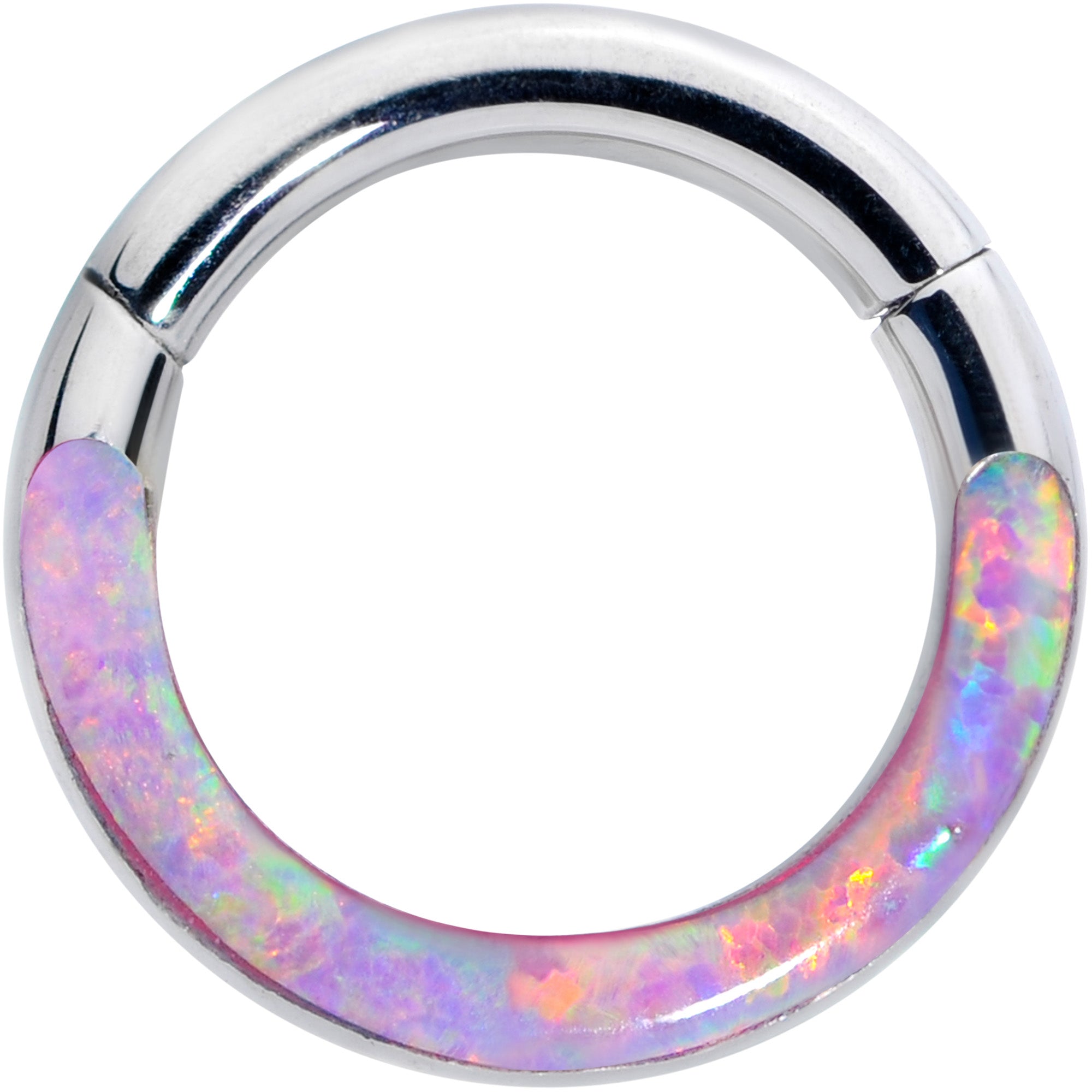 16G 1/4 Pink Synthetic Opal Implant Grade Titanium Segment Ring