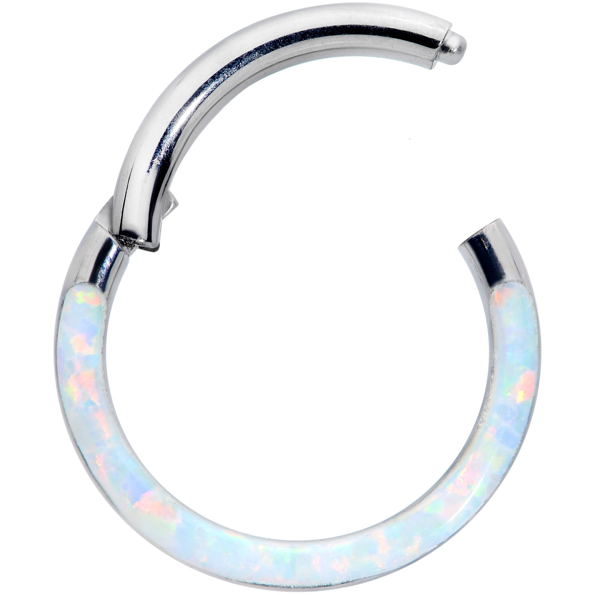 16G 5/16 White Synthetic Opal Implant Grade Titanium Segment Ring