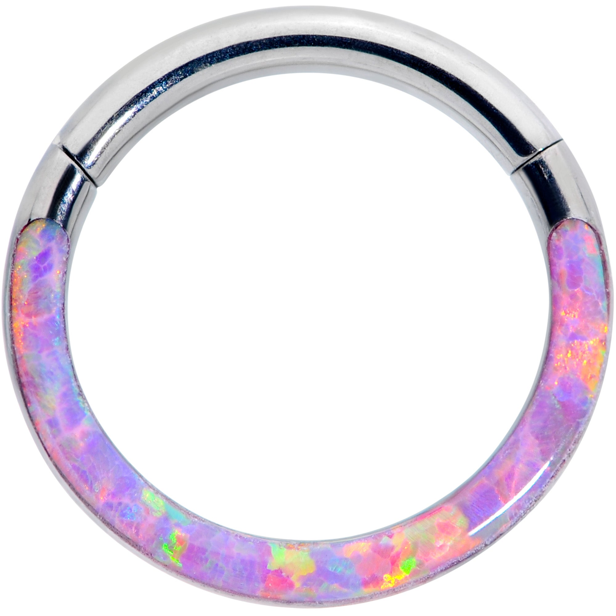 16G 5/16 Pink Synthetic Opal Implant Grade Titanium Segment Ring