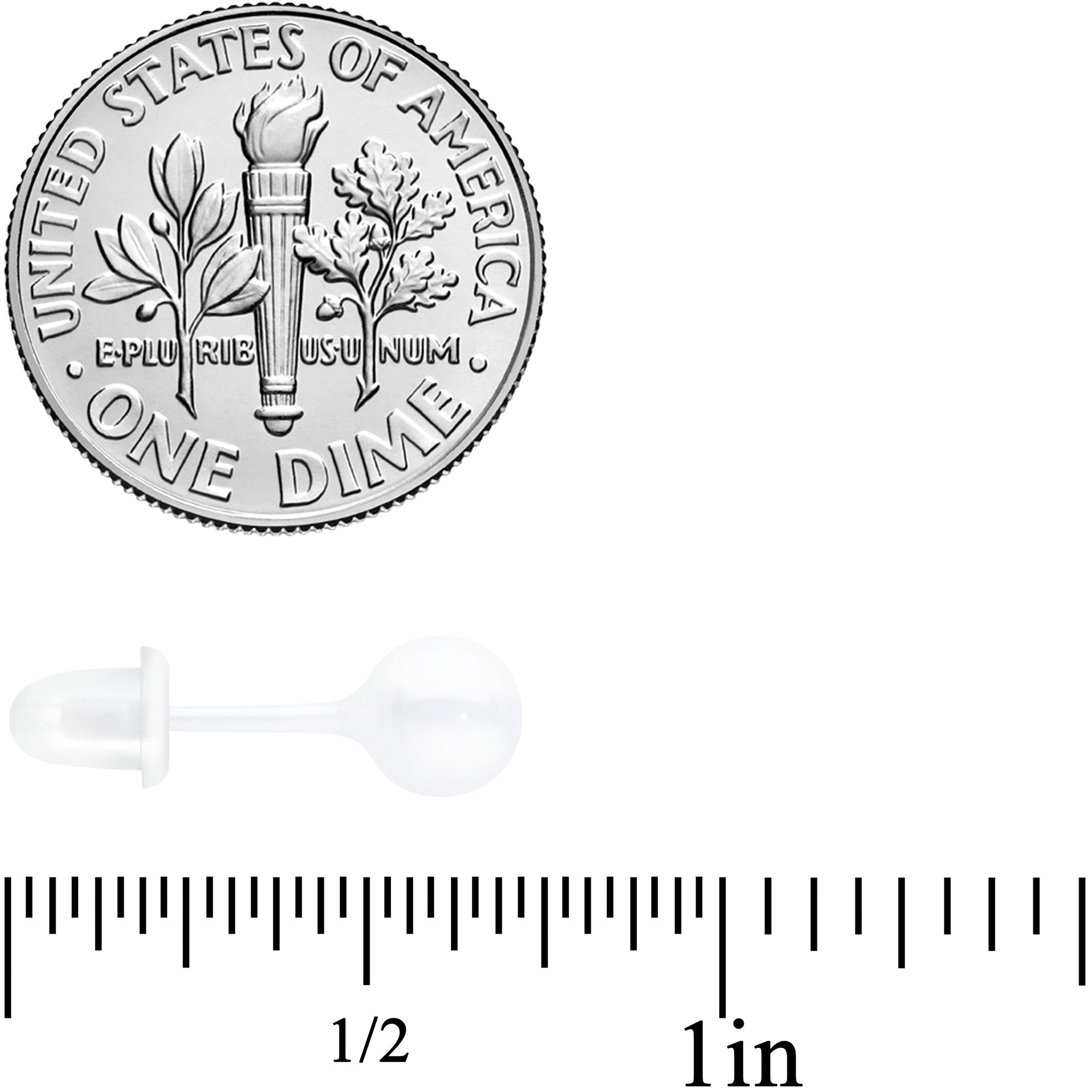 6mm White Ceramic Ball Stud Earrings 18G