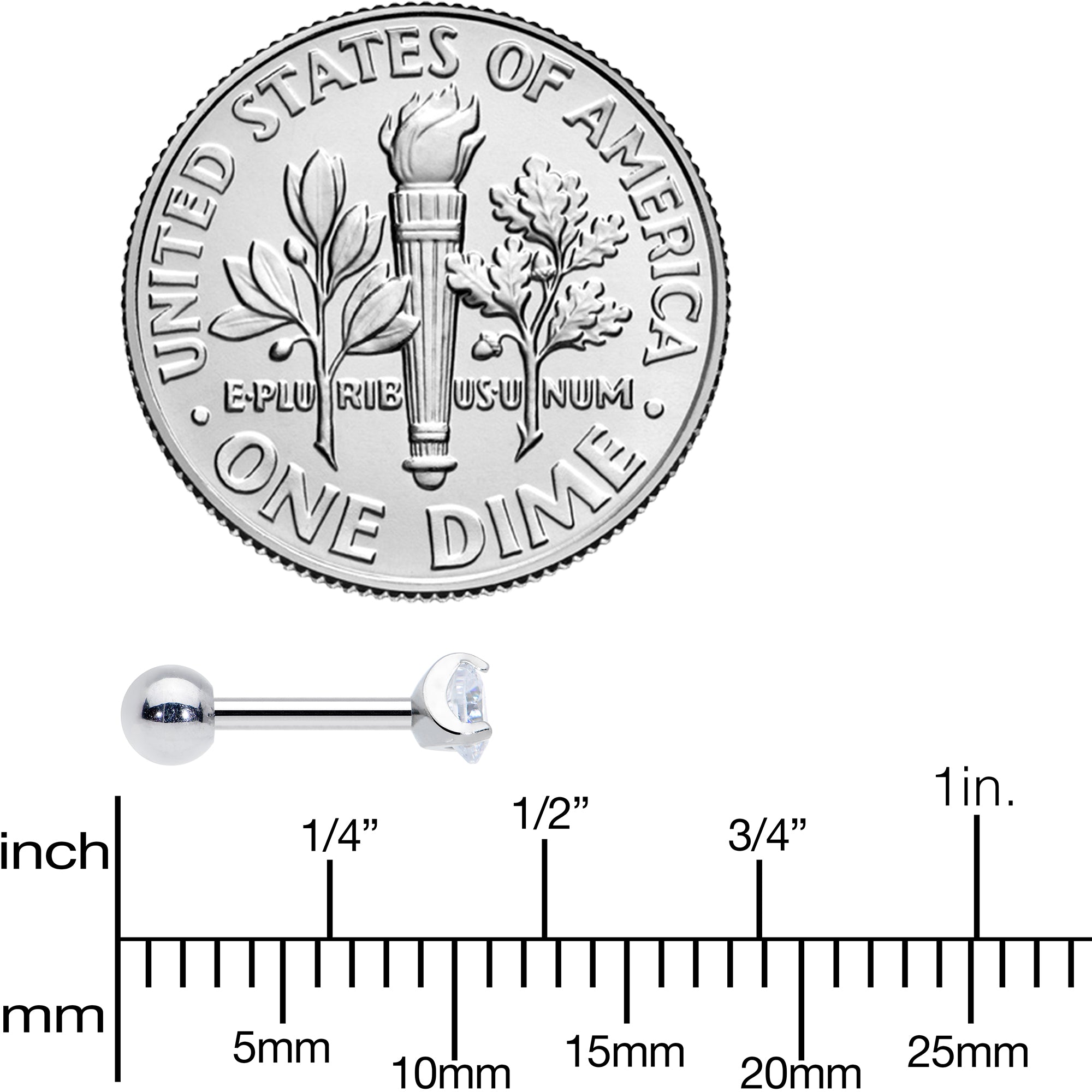 18G 1/4 Clear CZ Gem 3mm Round Cartilage Tragus Earring