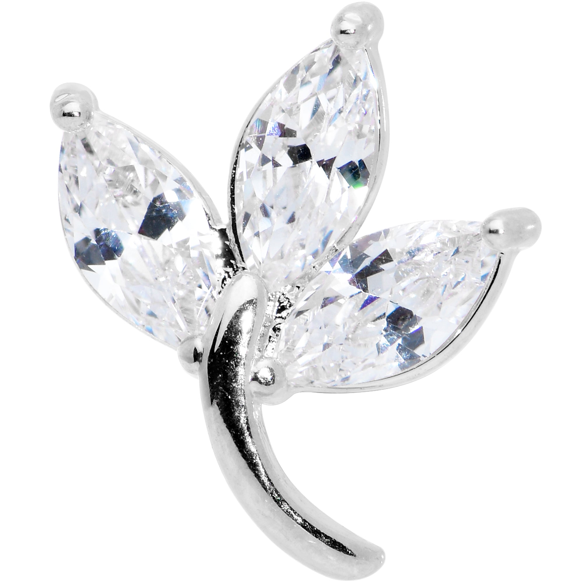 16G 5/16 Clear CZ Gem Leaves Internally Threaded Labret Tragus