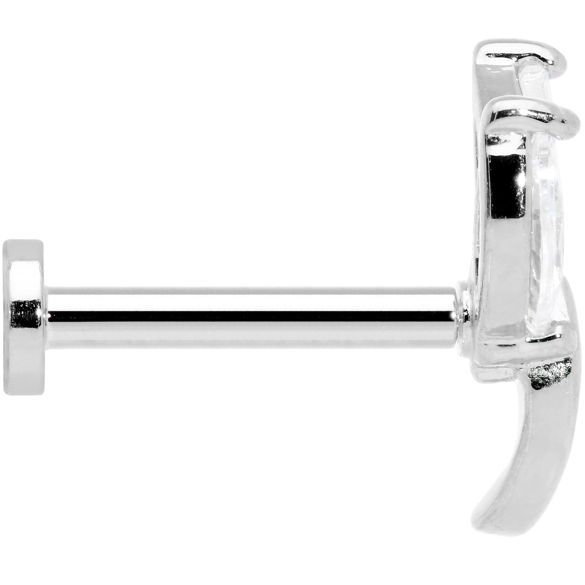 16G 5/16 Clear CZ Gem Leaves Internally Threaded Labret Tragus