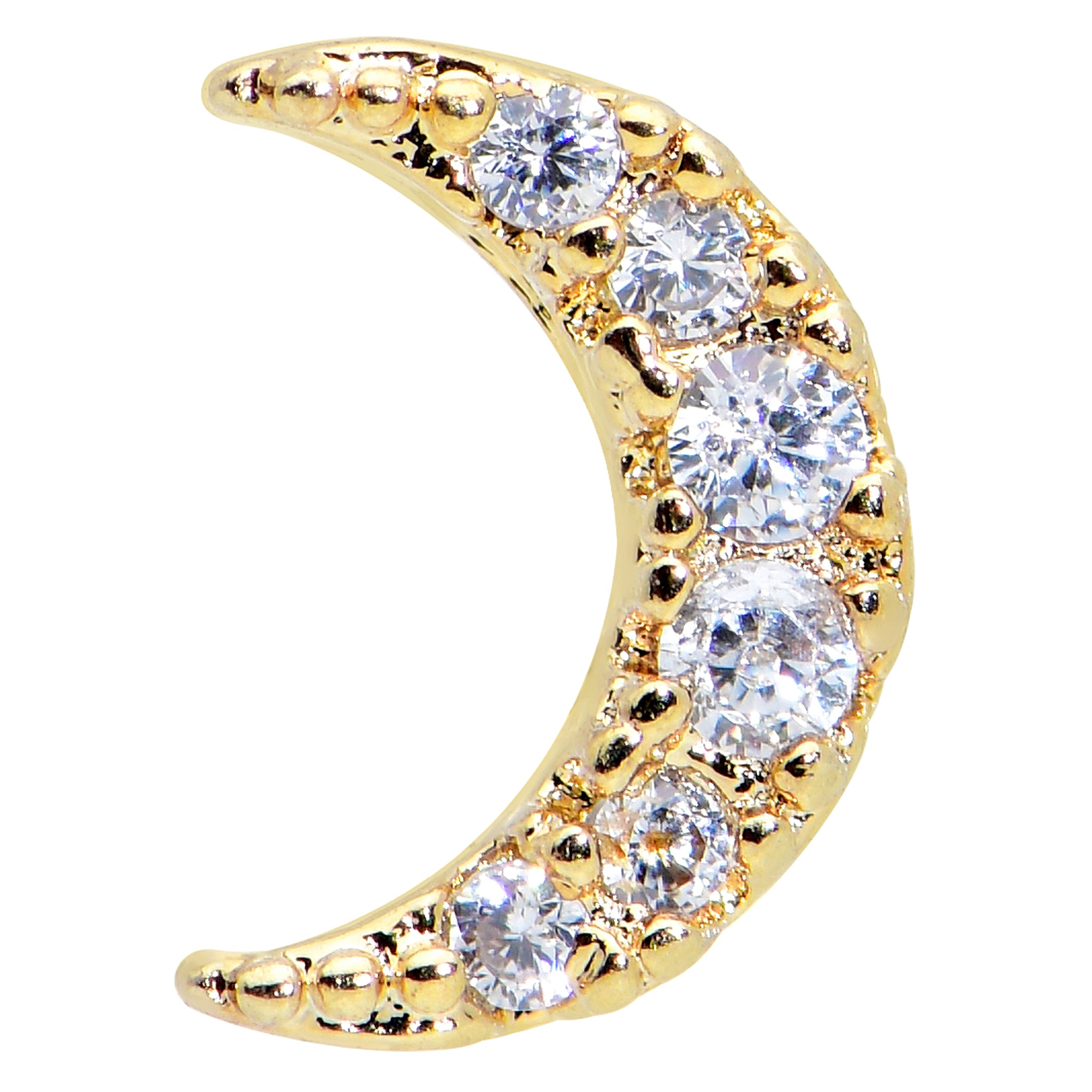 16G 5/16 Clear CZ Gem Gold Tone Moon Internal Thread Labret
