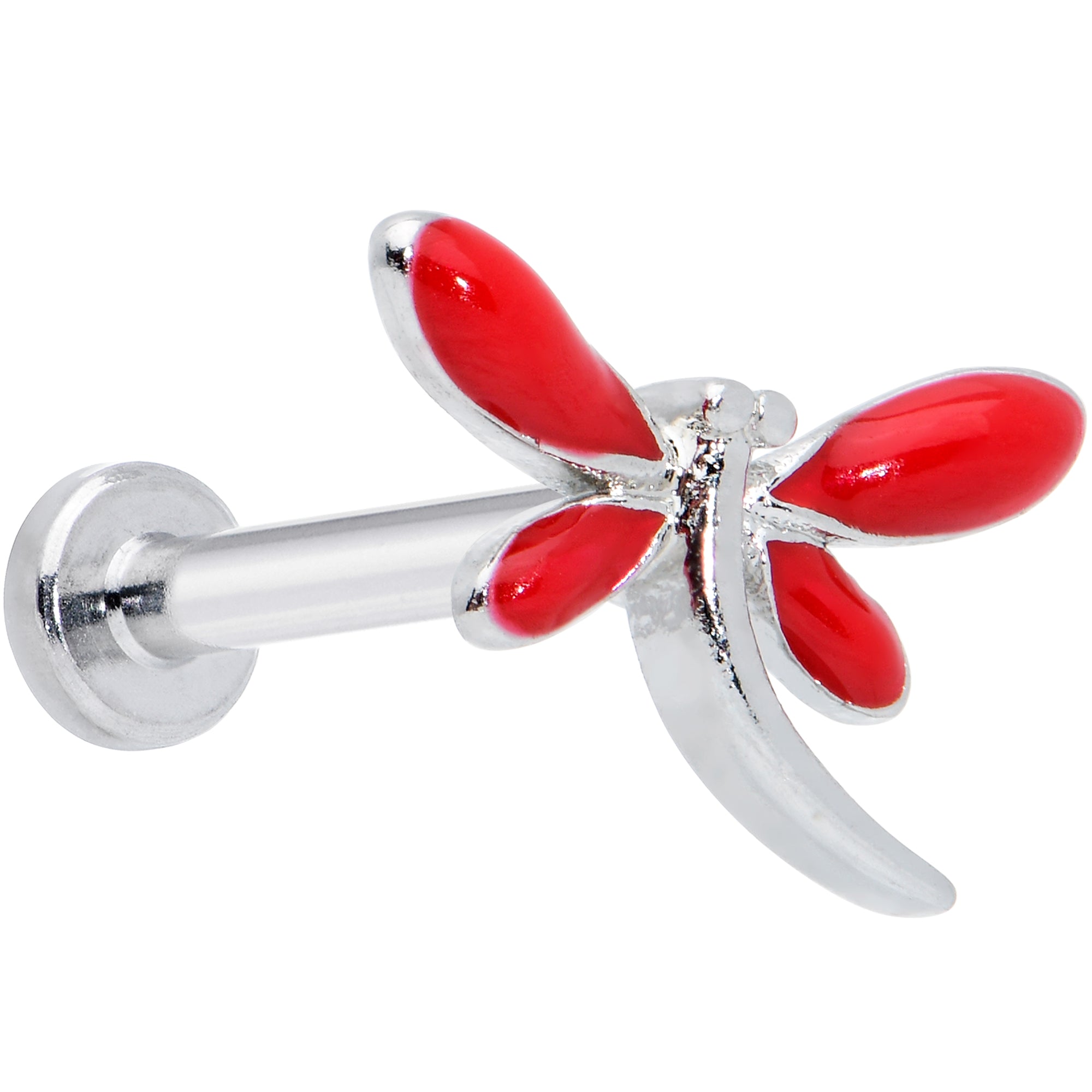 16G 5/16 Dragonfly Red Wings Internally Threaded Labret Tragus