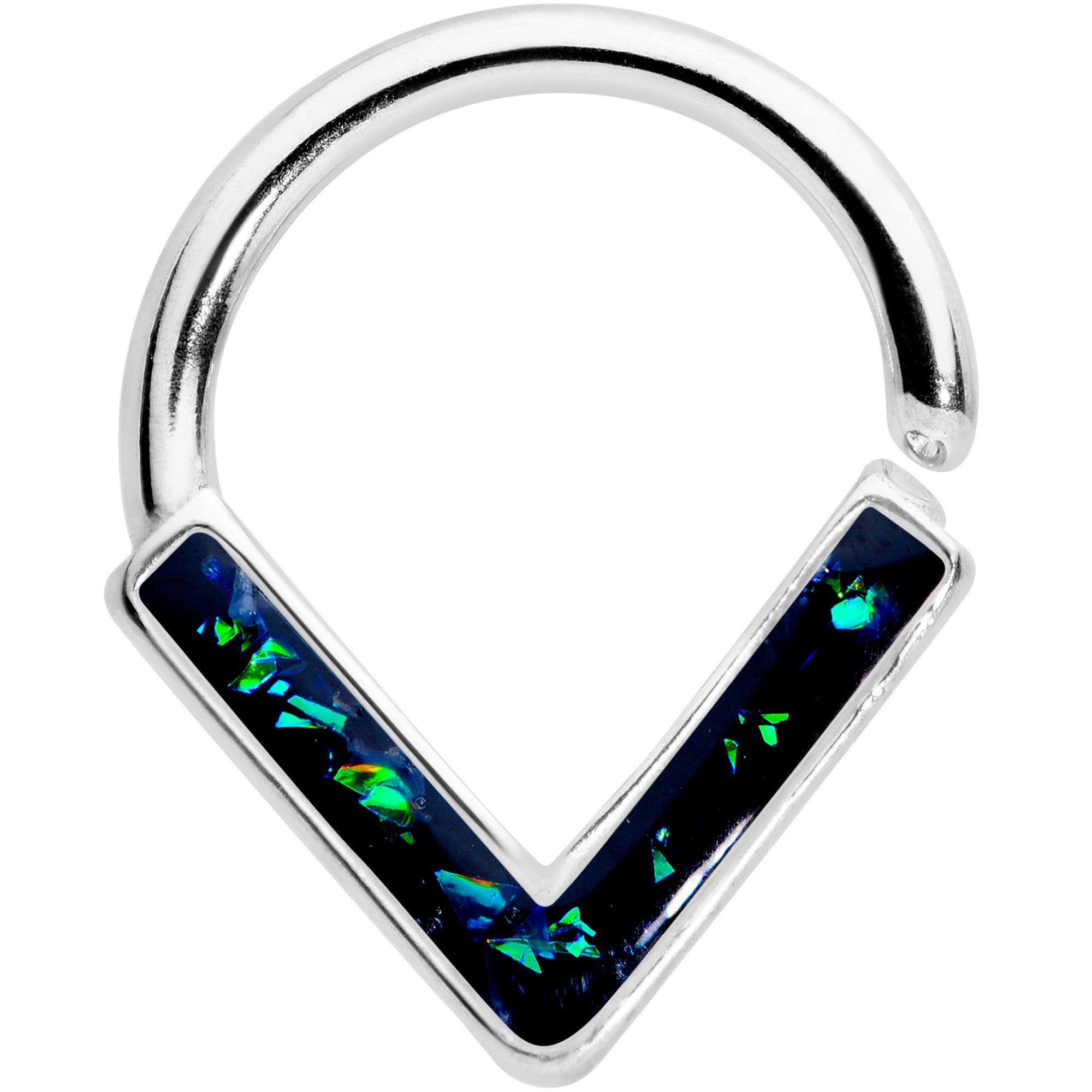 16G 5/16 Green Faux Opal Chevron Cartilage Closure Ring