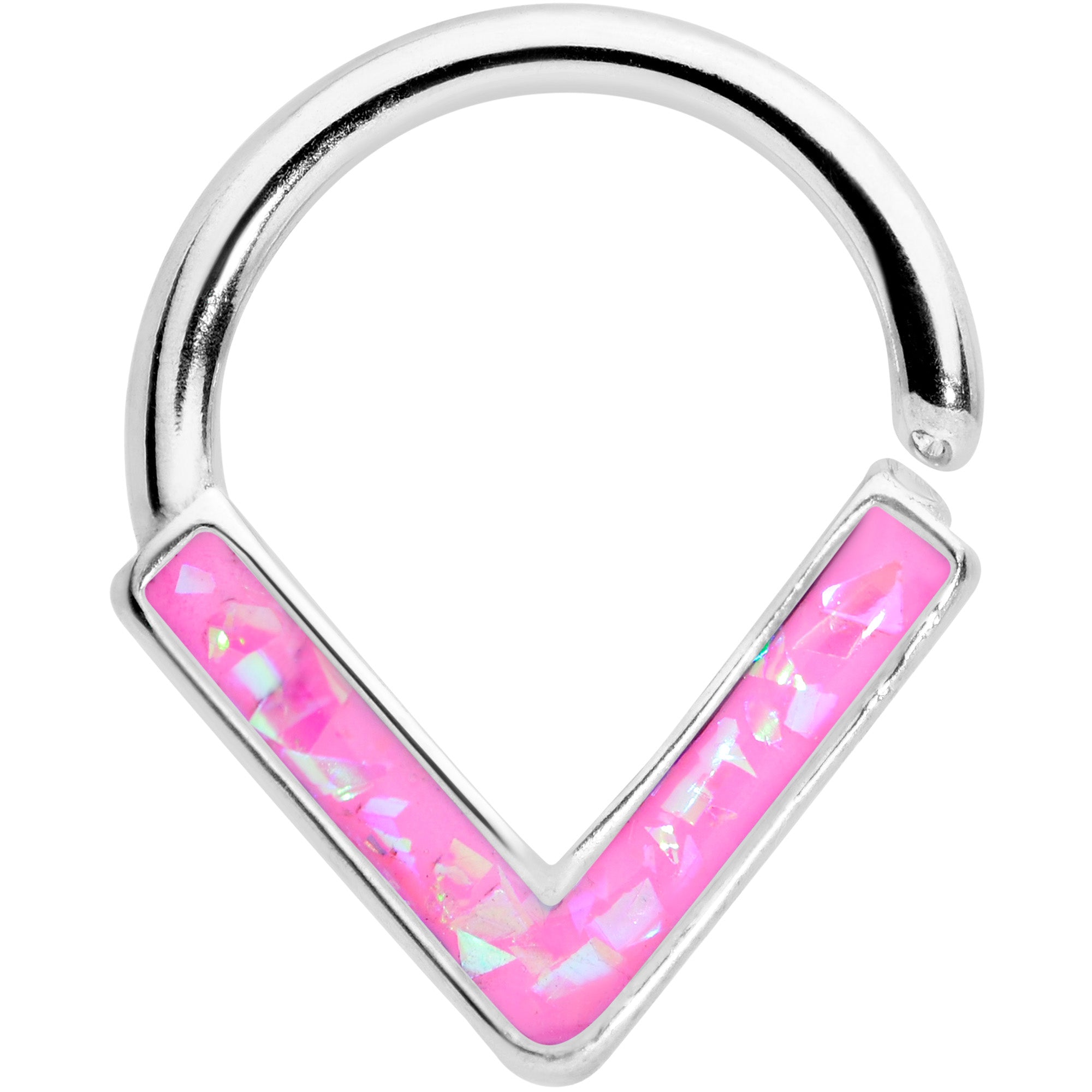 16G 5/16 Pink Faux Opal Chevron Cartilage Closure Ring