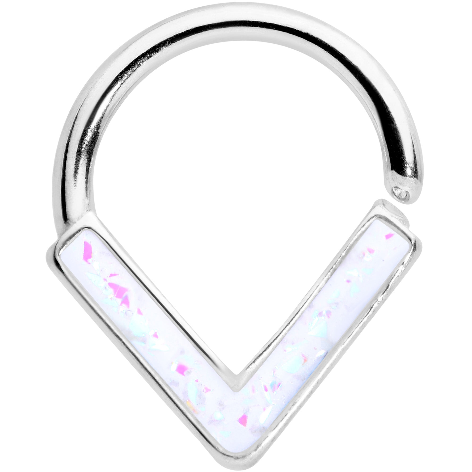 16G 5/16 White Faux Opal Chevron Cartilage Closure Ring