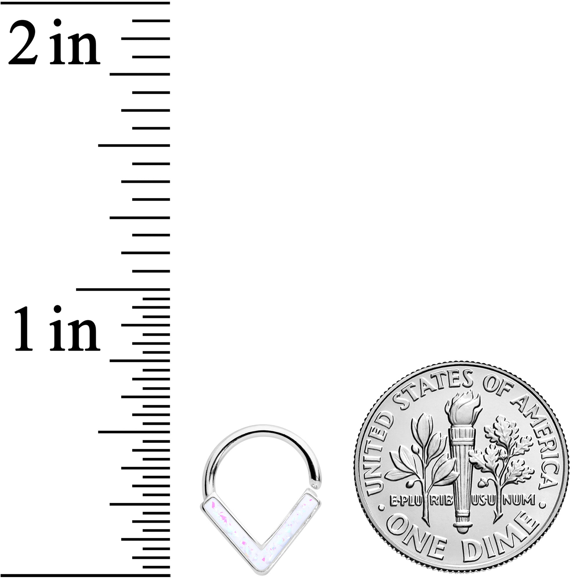 16G 5/16 White Faux Opal Chevron Cartilage Closure Ring