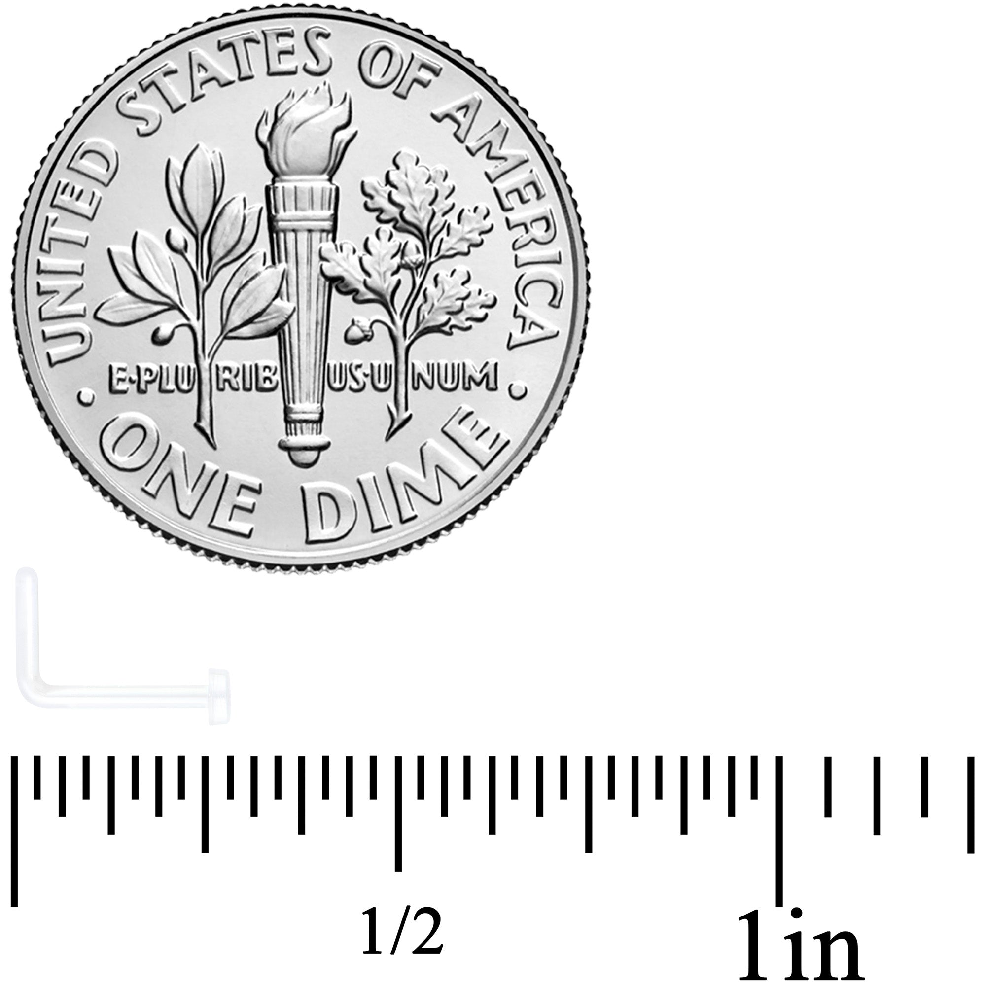 20G 1/4 Clear Bioplast Flat Top L Shape Nose Retainer Set of 10