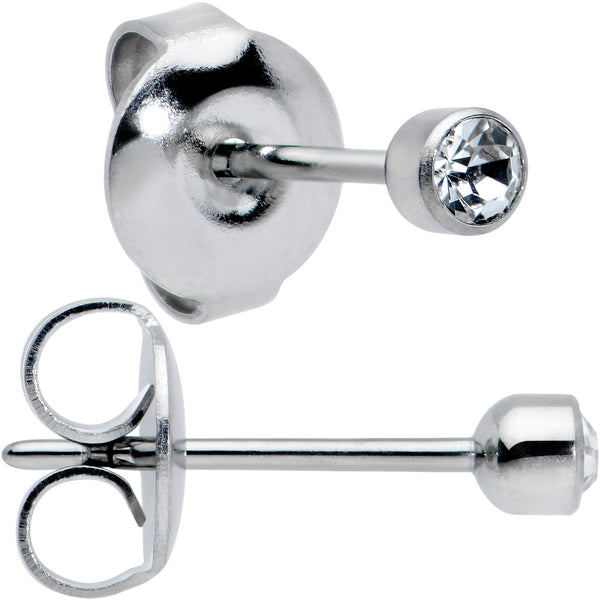 Small Silver Titanium Ball Stud Earrings