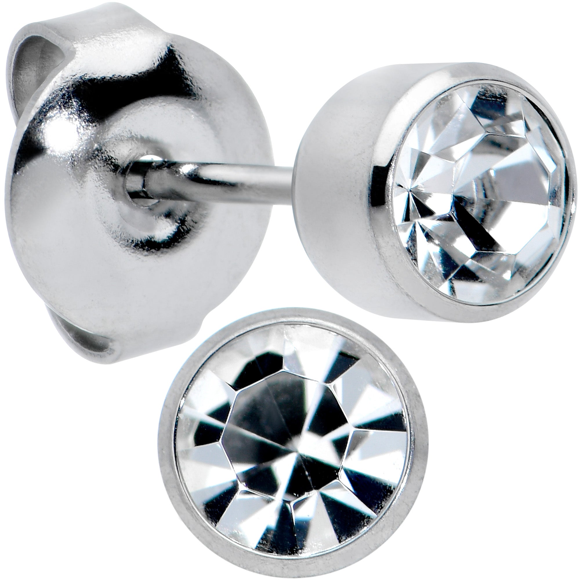 5mm Cubic Zirconia Bezel G23 Titanium Post Stud Earrings