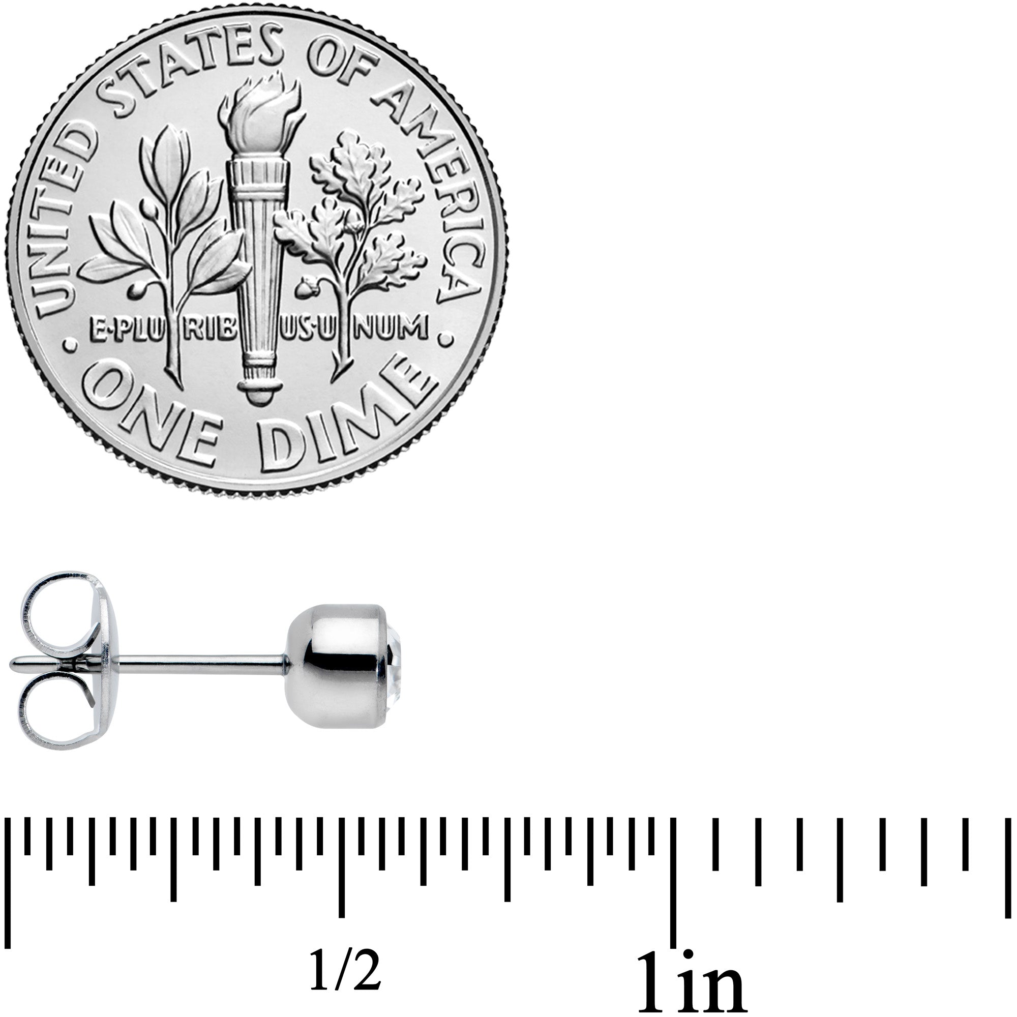 5mm Cubic Zirconia Bezel G23 Titanium Post Stud Earrings