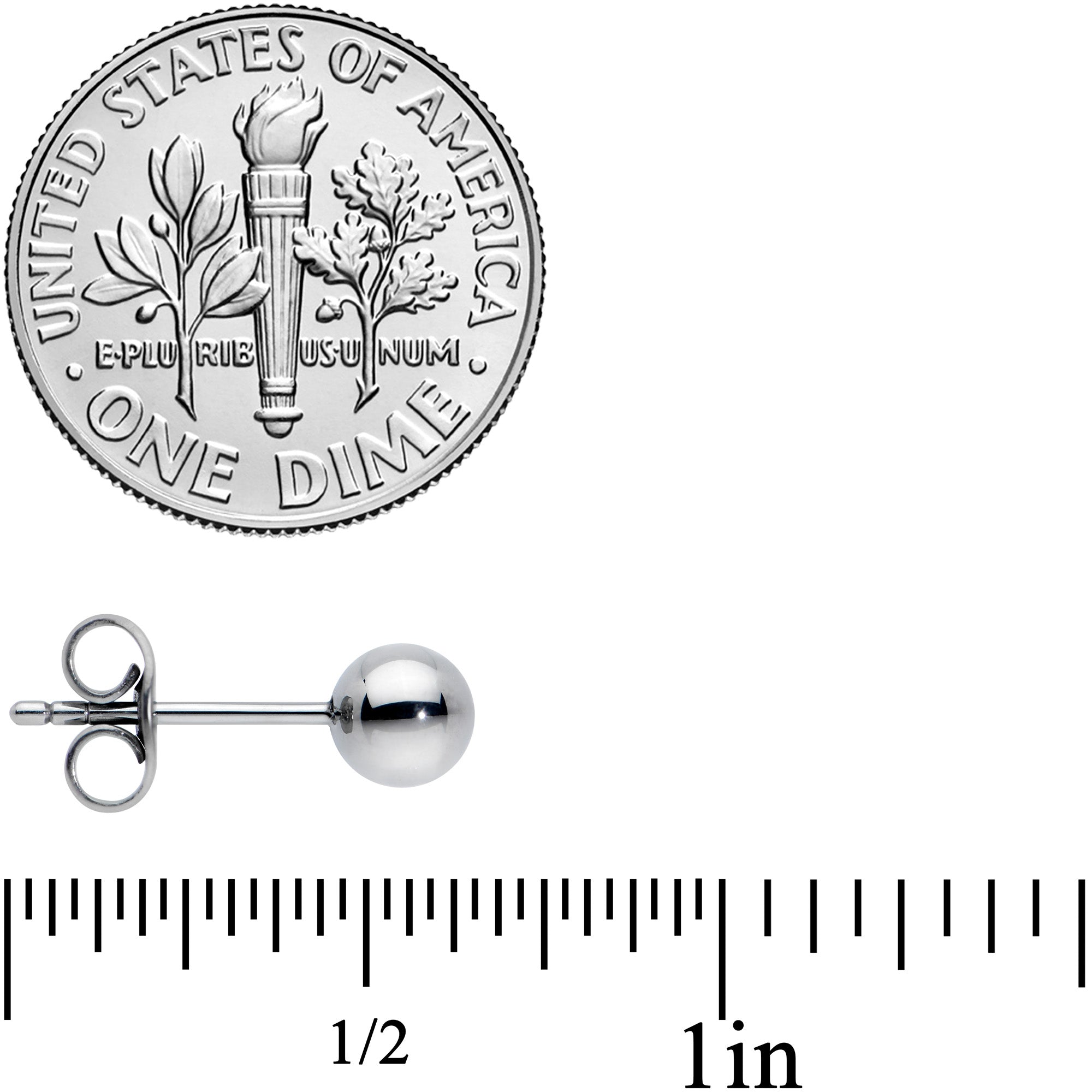 20G 5mm Ball End Grade 23 Titanium Post Stud Earrings