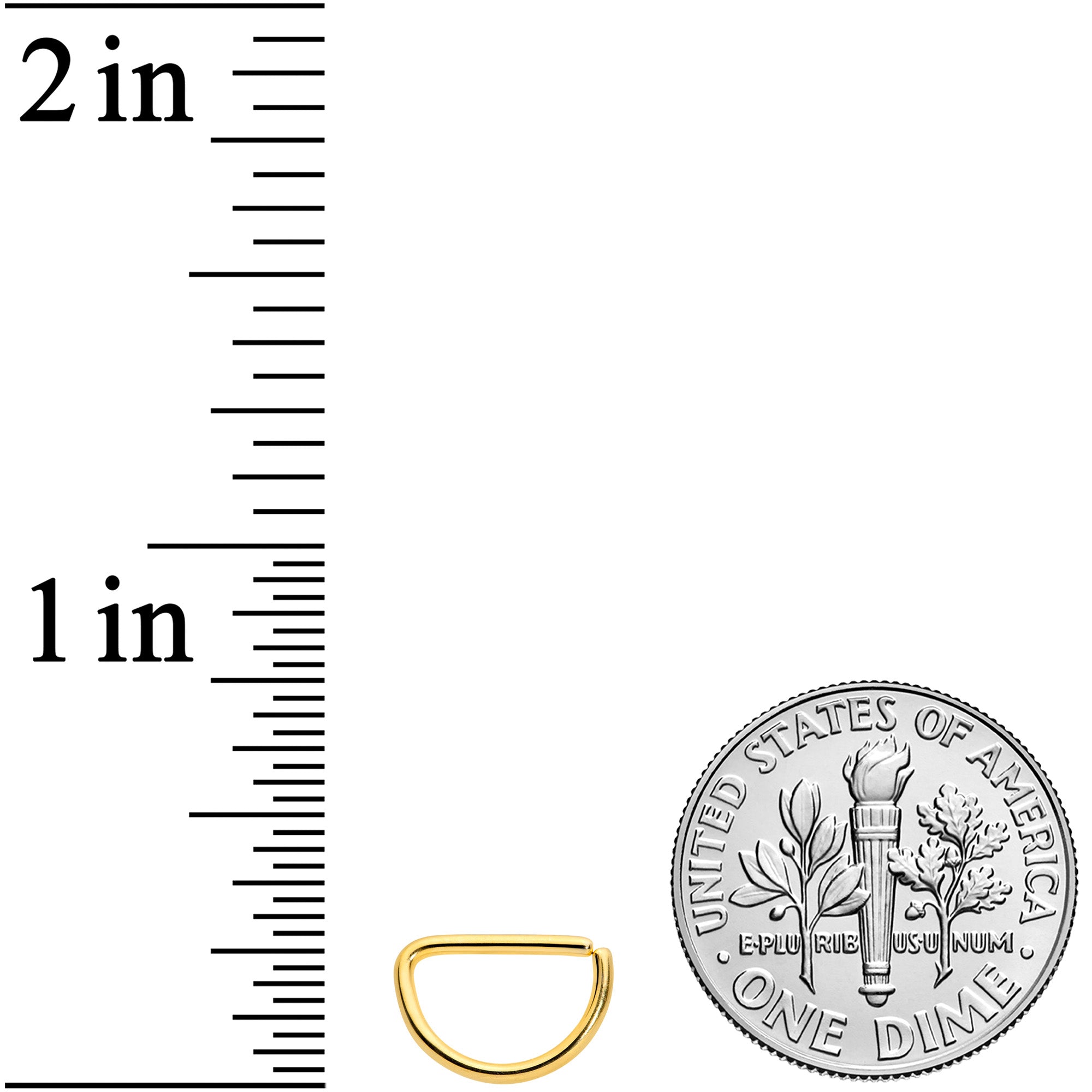 18G 5/16 Gold Tone Anodized Titanium D Shape Cartilage Ring