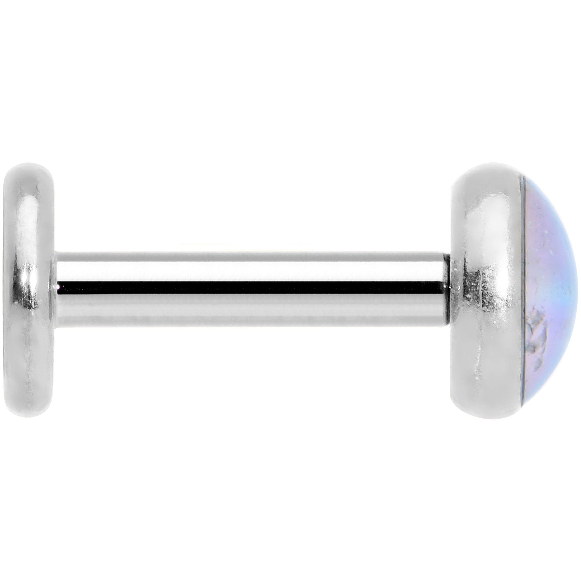 16G 1/4 Blue Faux Opal Internally Threaded Labret Monroe Tragus