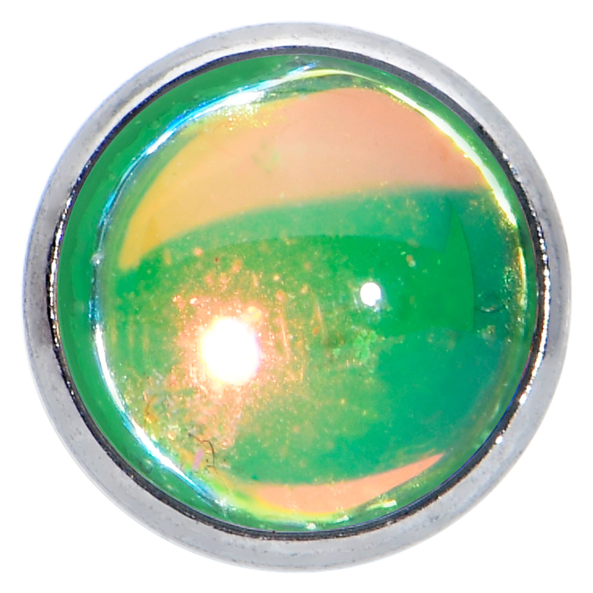 16G 5/16 Green Faux Opal Internally Threaded Labret Monroe Tragus