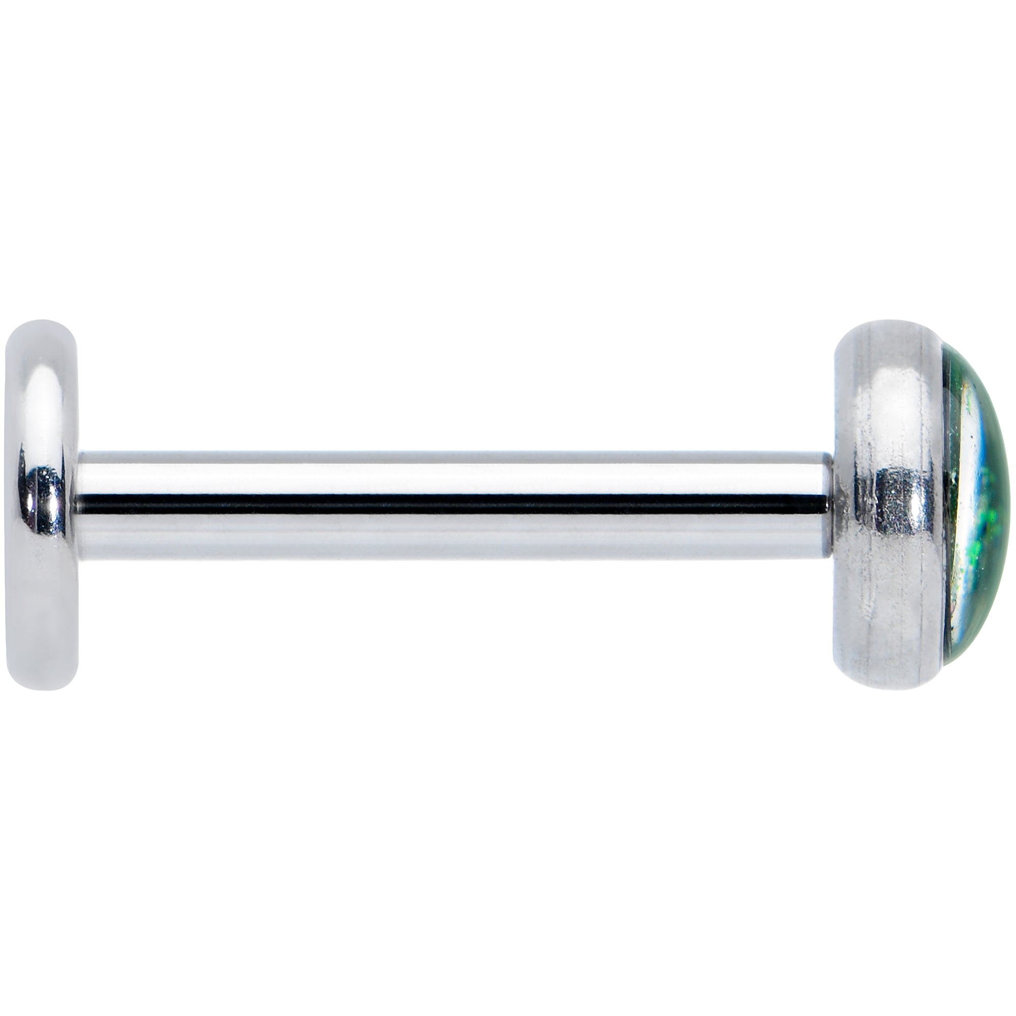 16G 5/16 Green Faux Opal Internally Threaded Labret Monroe Tragus