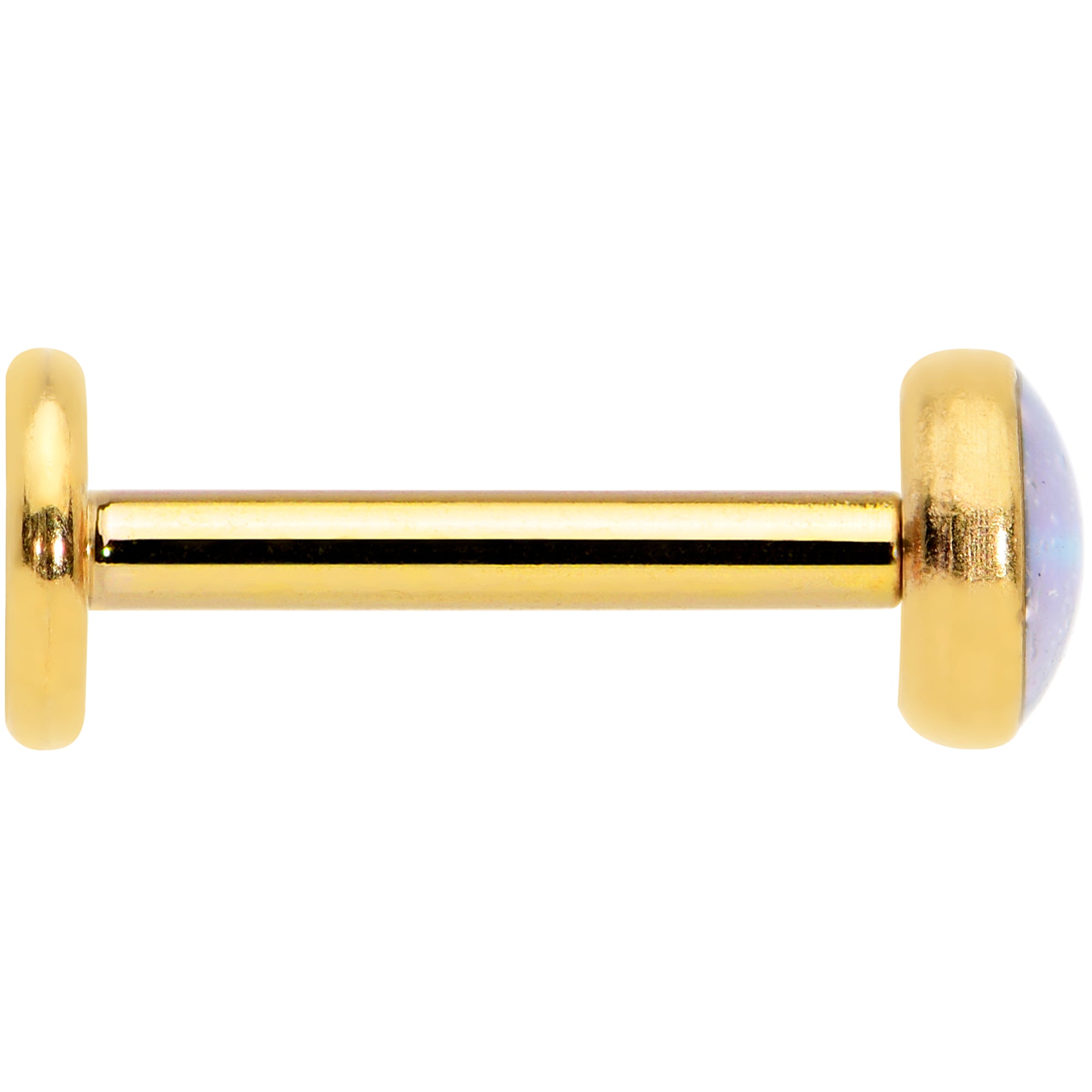 16G 5/16 White Faux Opal Gold Tone Internal Thread Labret Tragus