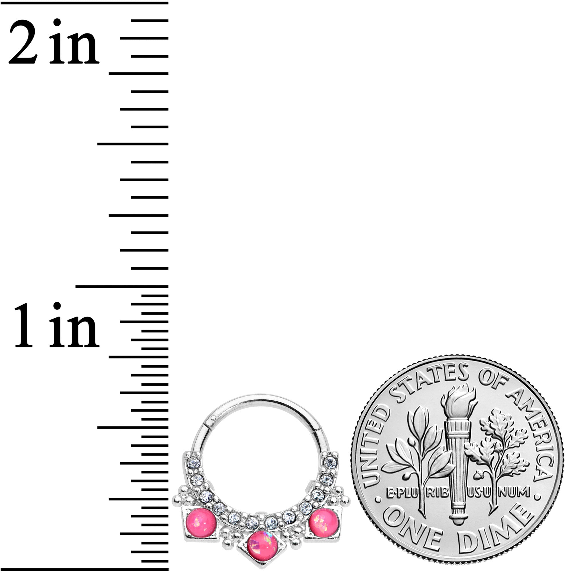 16G 3/8 Pink Faux Opal Squares Hinged Segment Ring