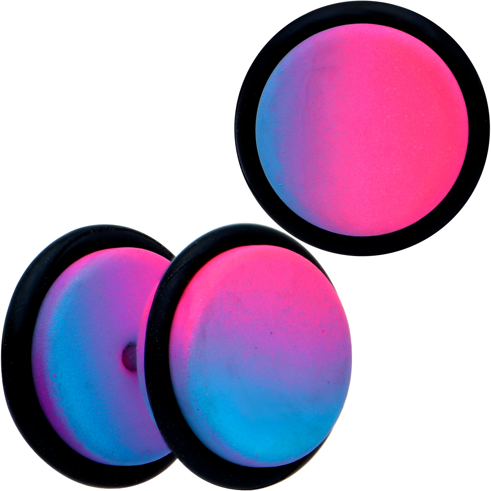 16G Pink Blue Ombre Matte Cheater Plug Set