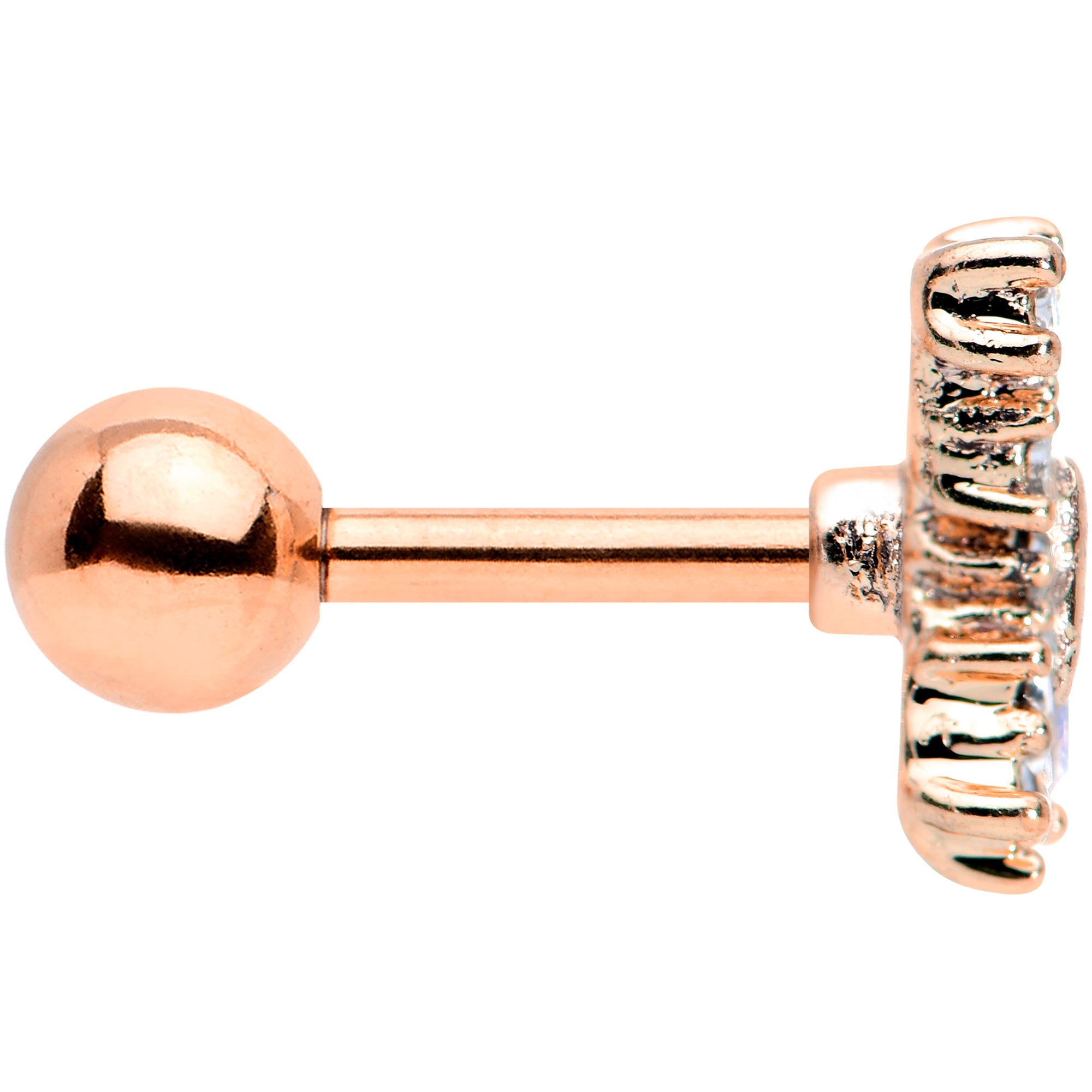 16G 1/4 Clear Gem Rose Gold Tone Glam Butterfly Cartilage Tragus