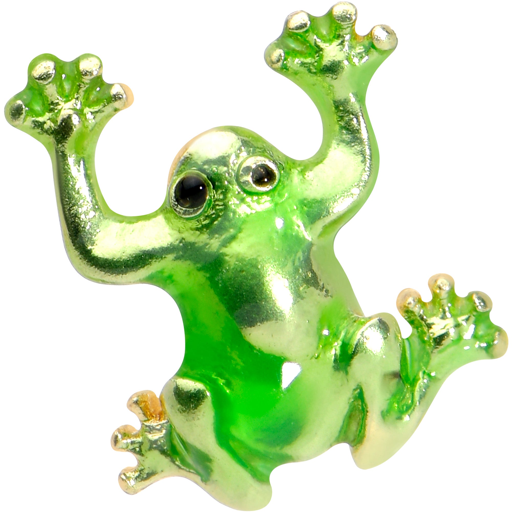 16G 1/4 Gold Tone Green Tree Frog Cartilage Tragus Earring