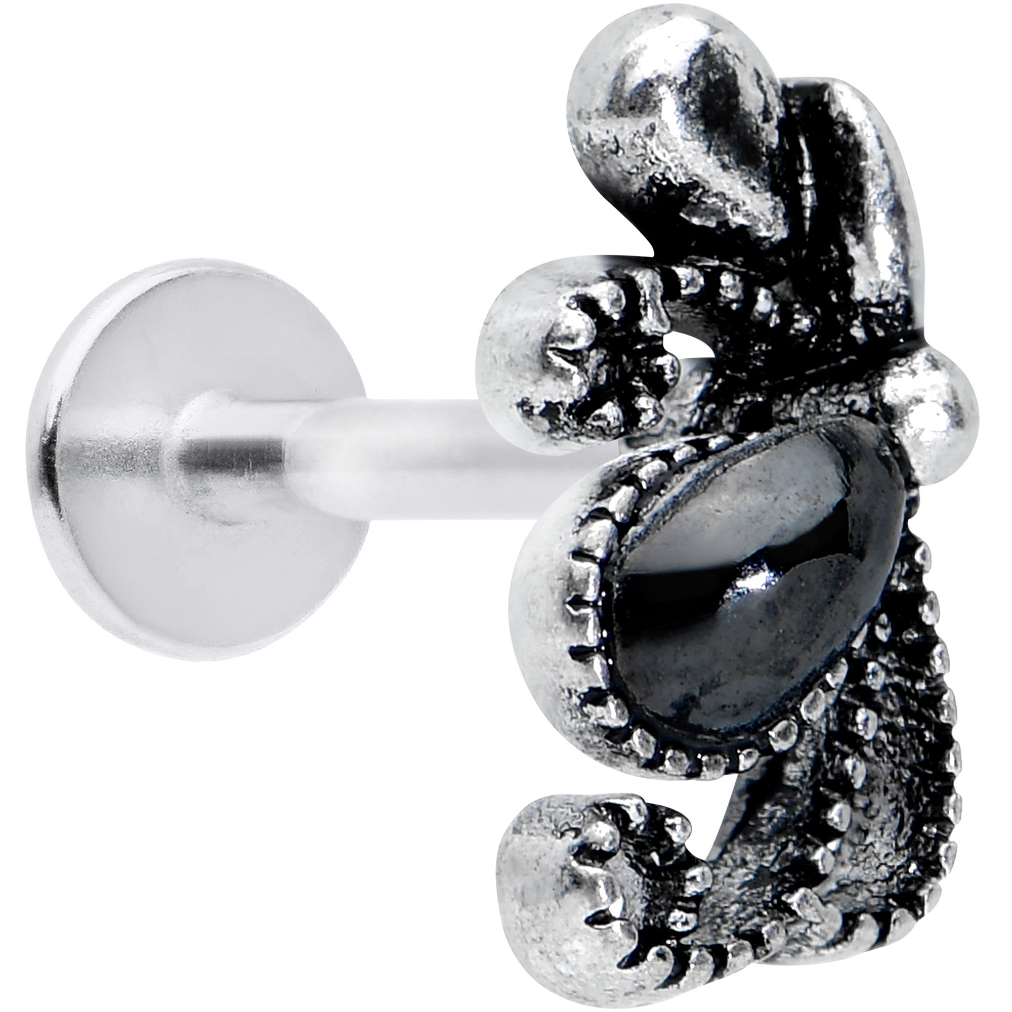 16G 5/16 Black Gem Abstract Bow Labret Monroe Tragus