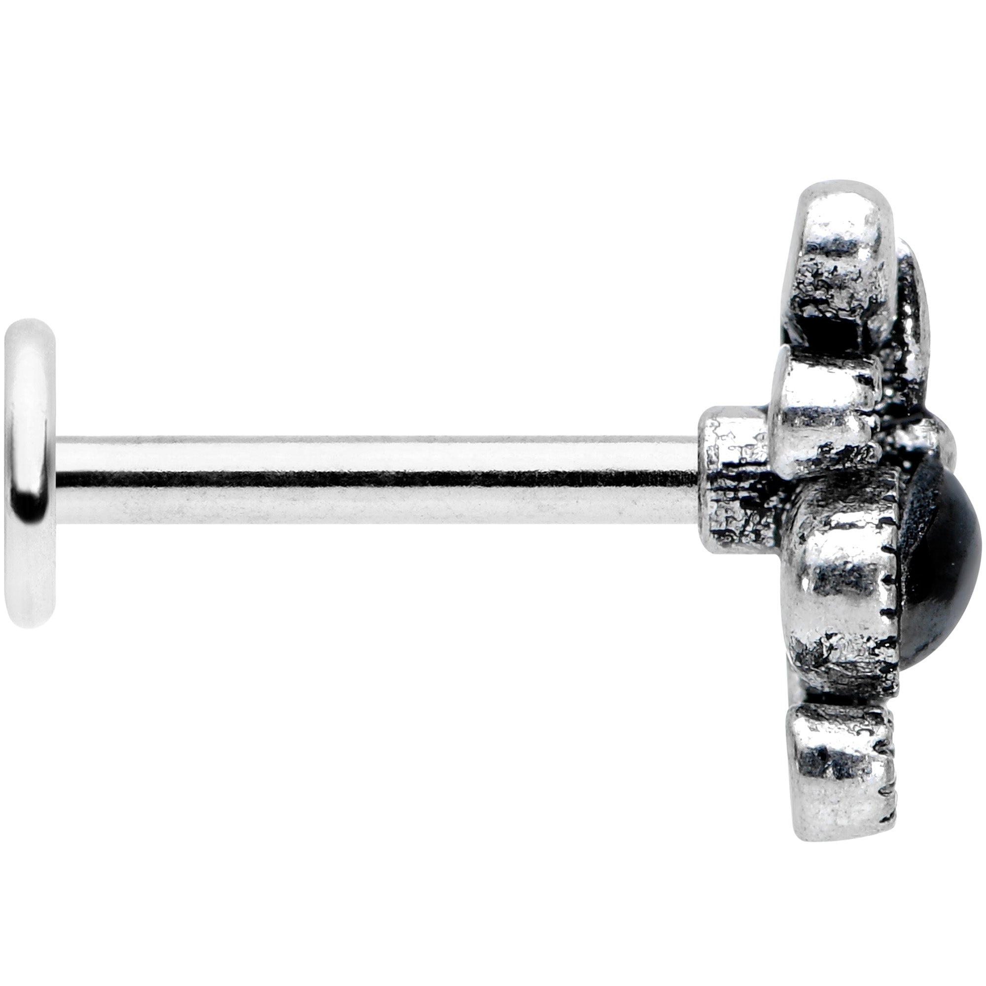 16G 5/16 Black Gem Abstract Bow Labret Monroe Tragus