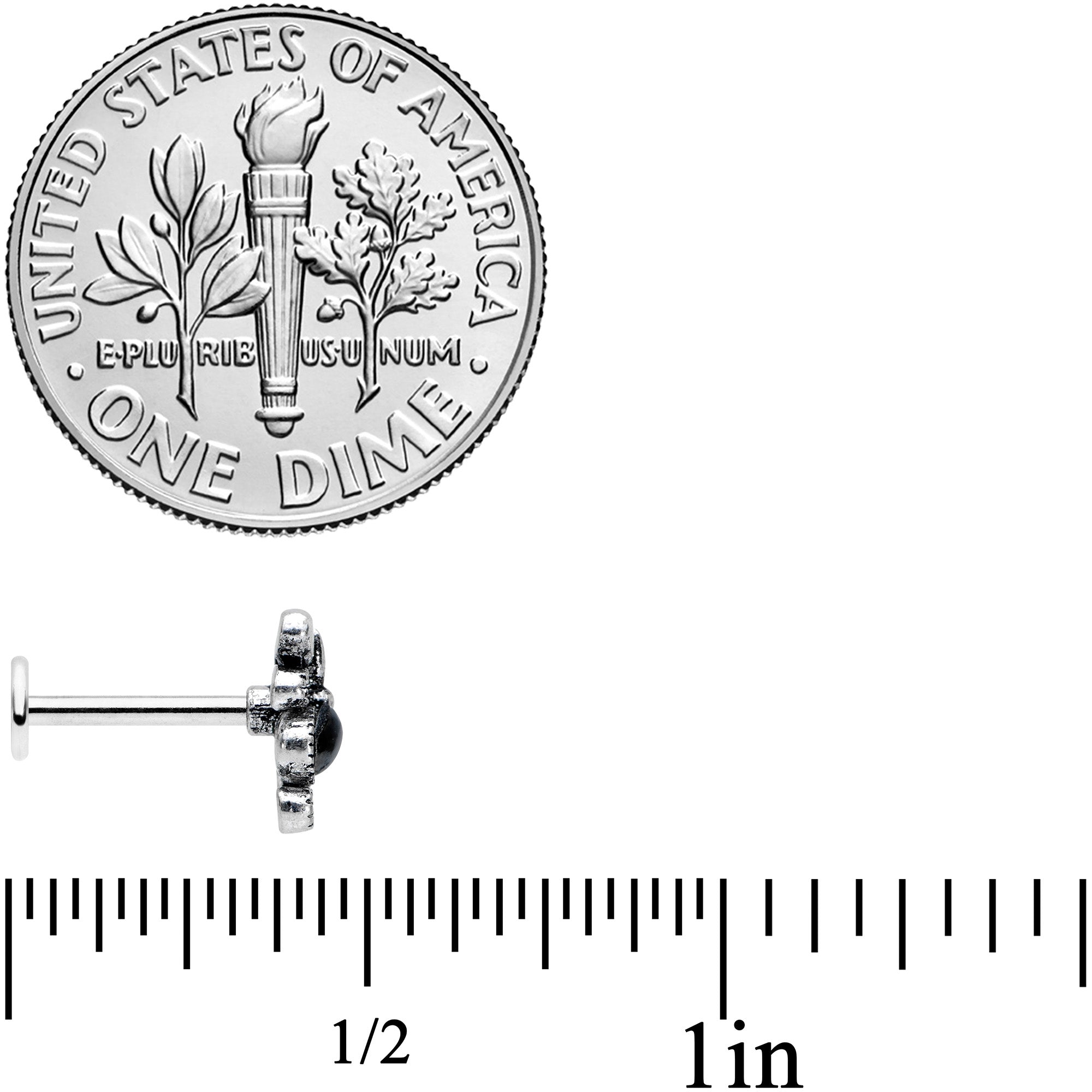 16G 5/16 Black Gem Abstract Bow Labret Monroe Tragus