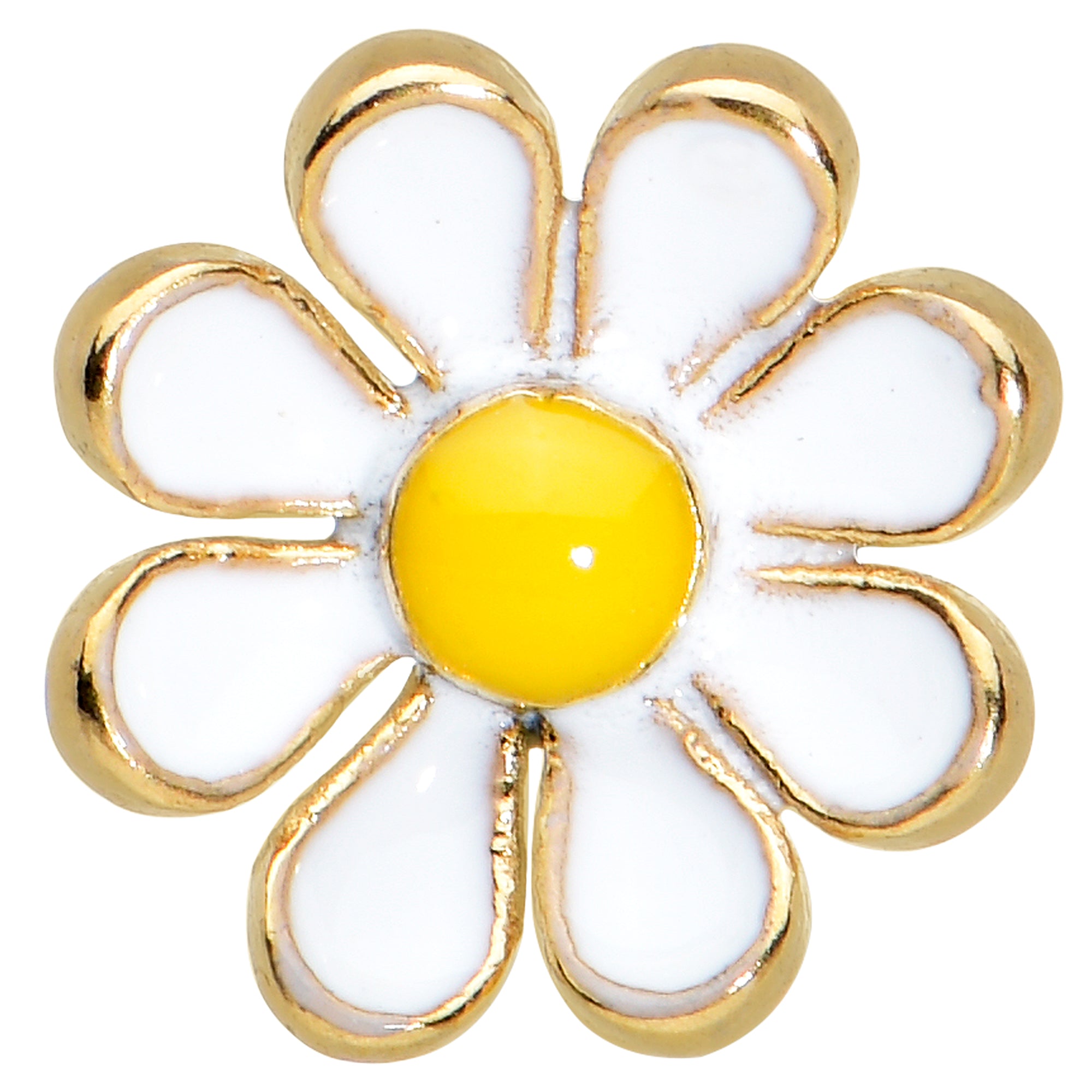 Gold Tone Whimsical Daisy Flower Barbell Tongue Ring