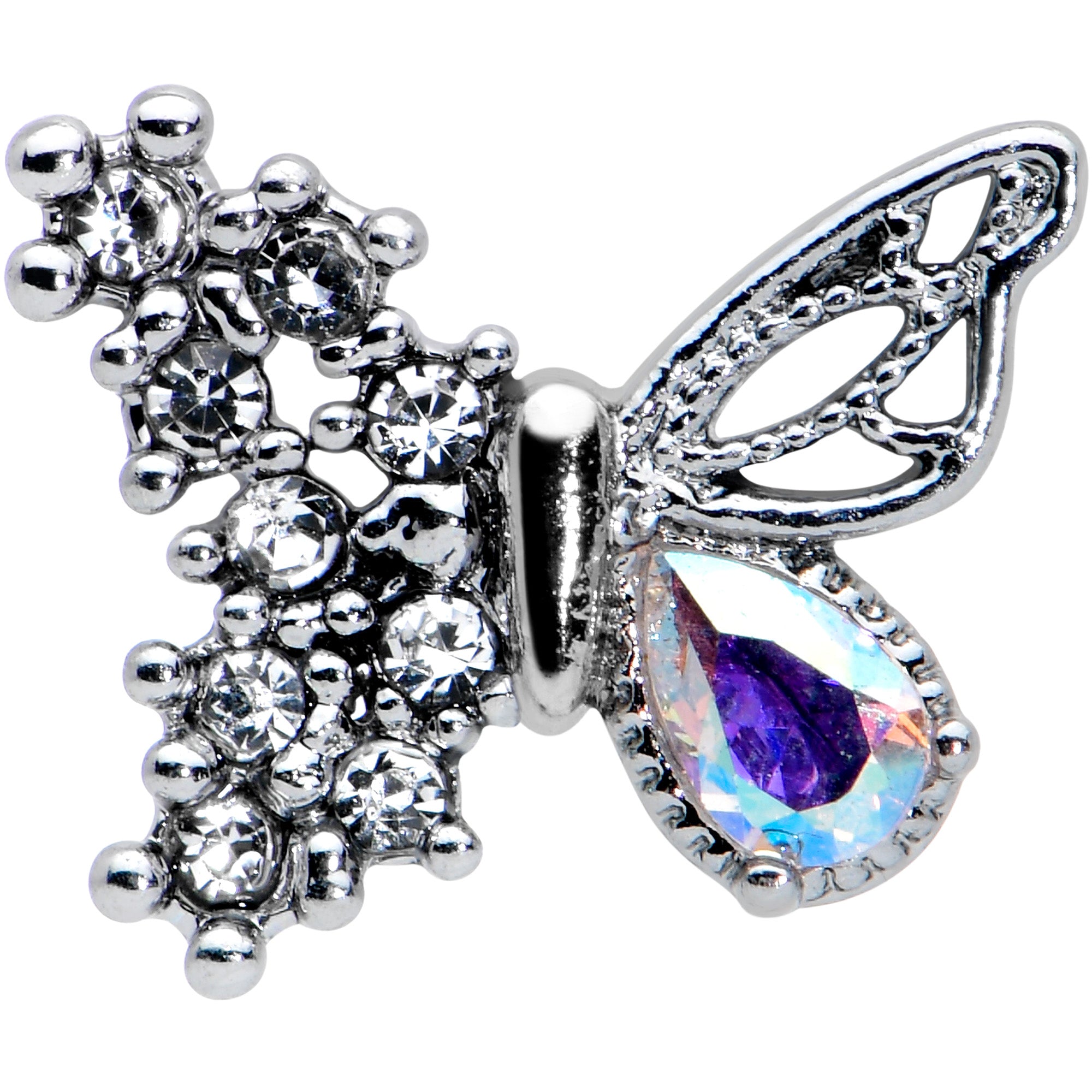 16G 1/4 Clear Gem Glam Butterfly Cartilage Tragus Earring