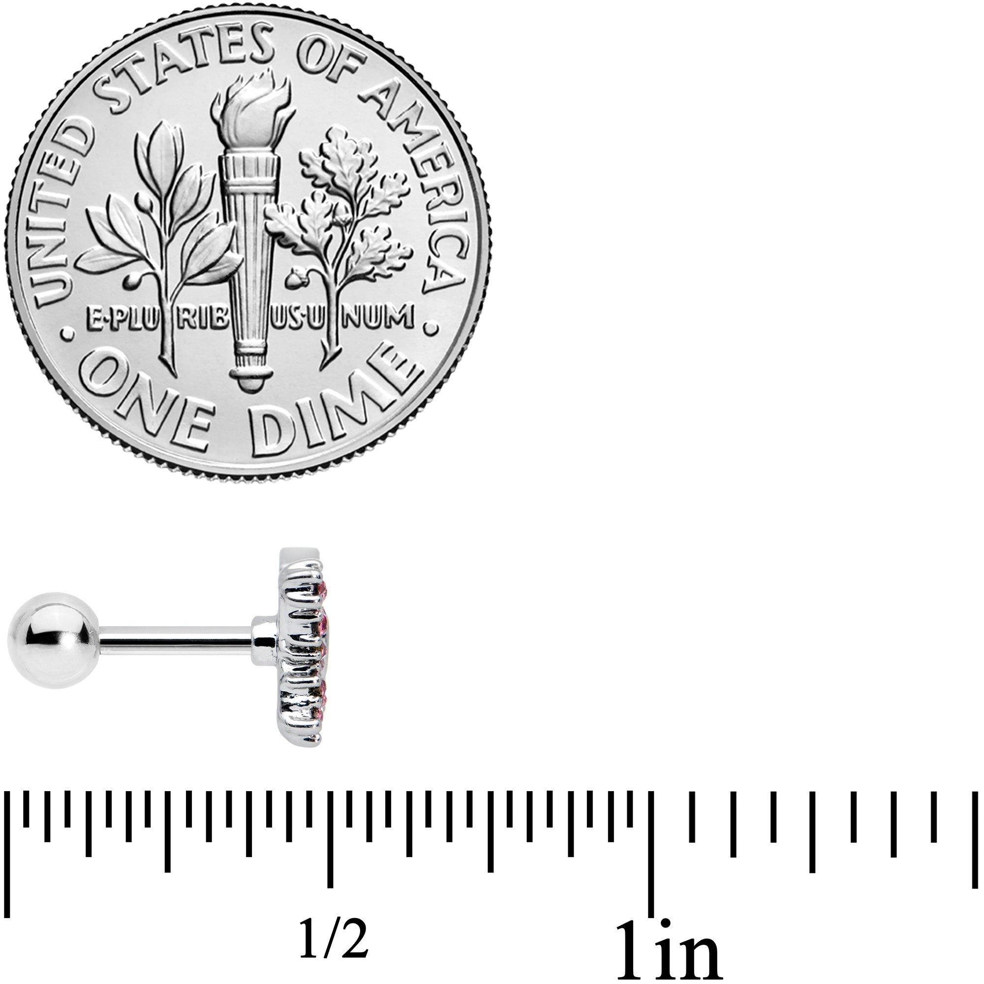 16G 1/4 Pink Gem Glam Butterfly Cartilage Tragus Earring