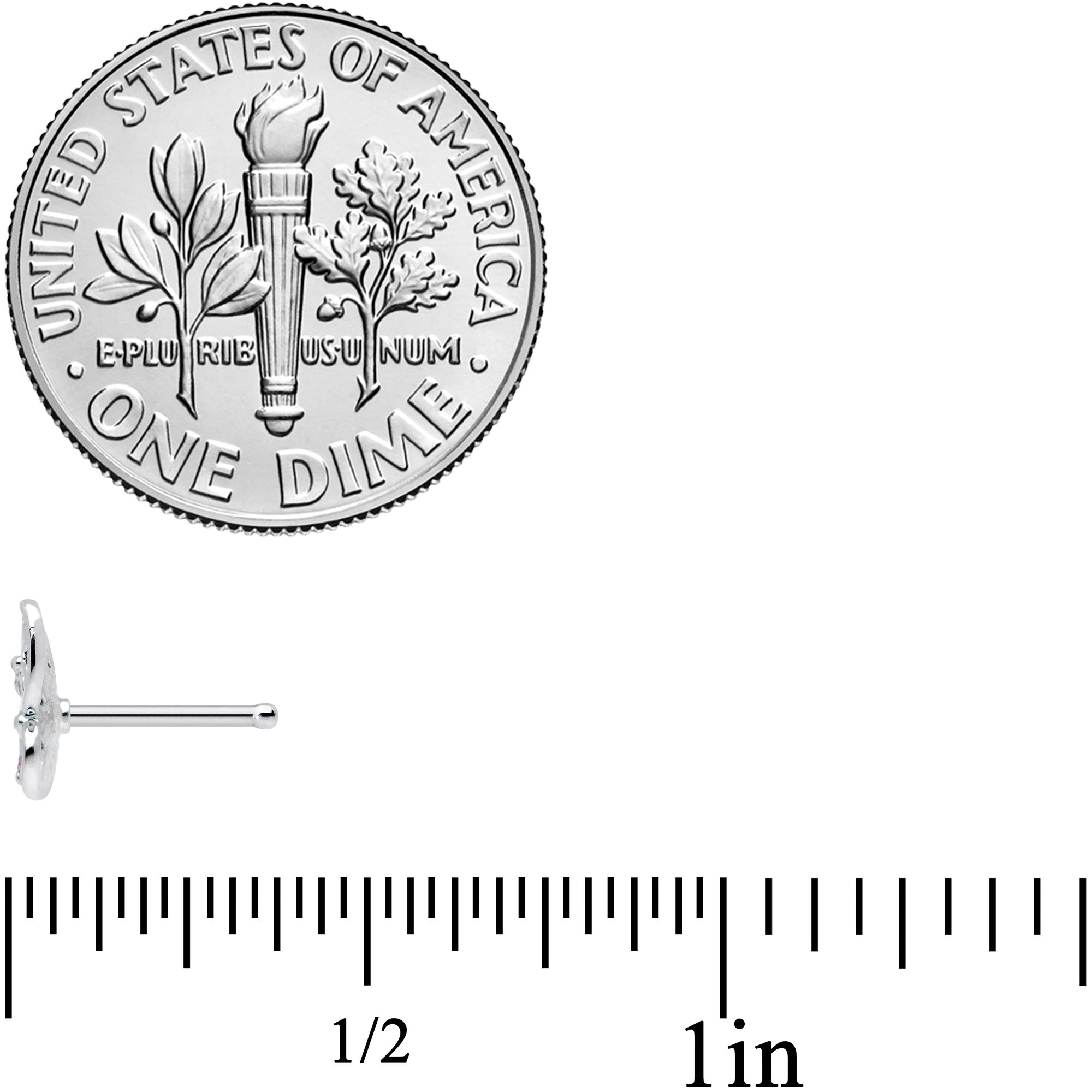 20G 1/4 Pink Gem Lacy Butterfly Nose Bone