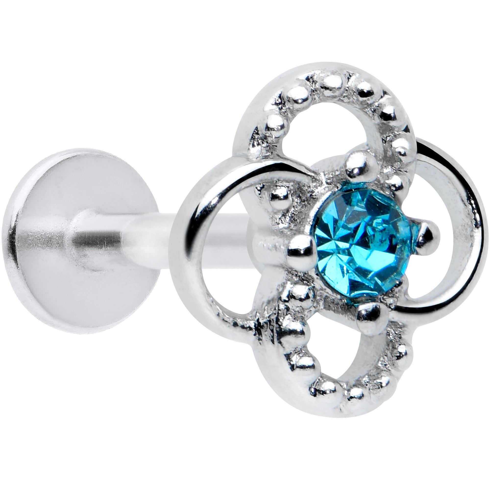 16G 5/16 Blue Gem Celtic Knot Labret Monroe Tragus