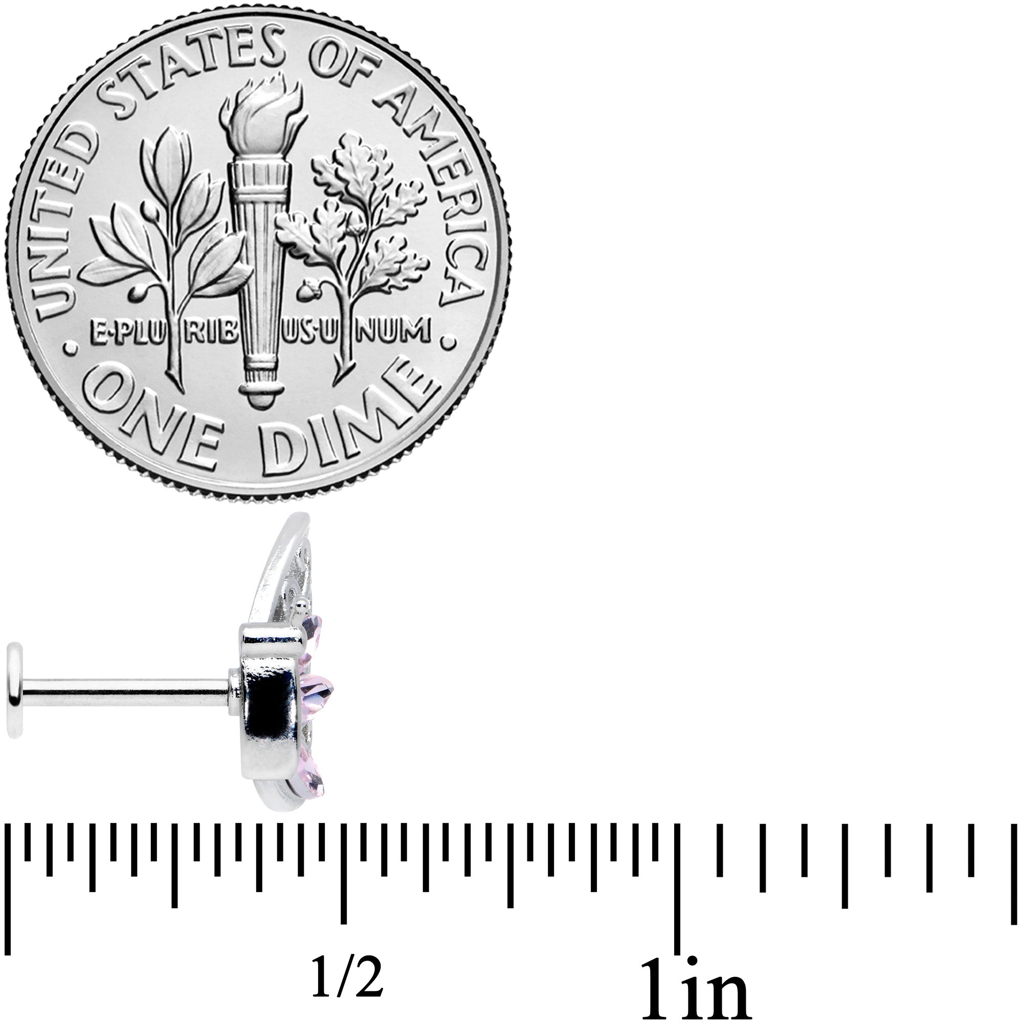 16G 5/16 Pink Gem Lacy Butterfly Labret Monroe Tragus