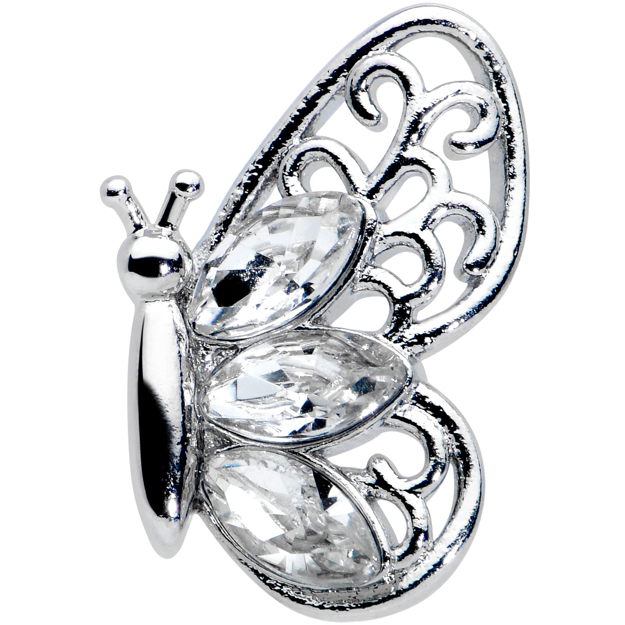 16G 1/4 Clear Gem Lacy Butterfly Cartilage Tragus Earring