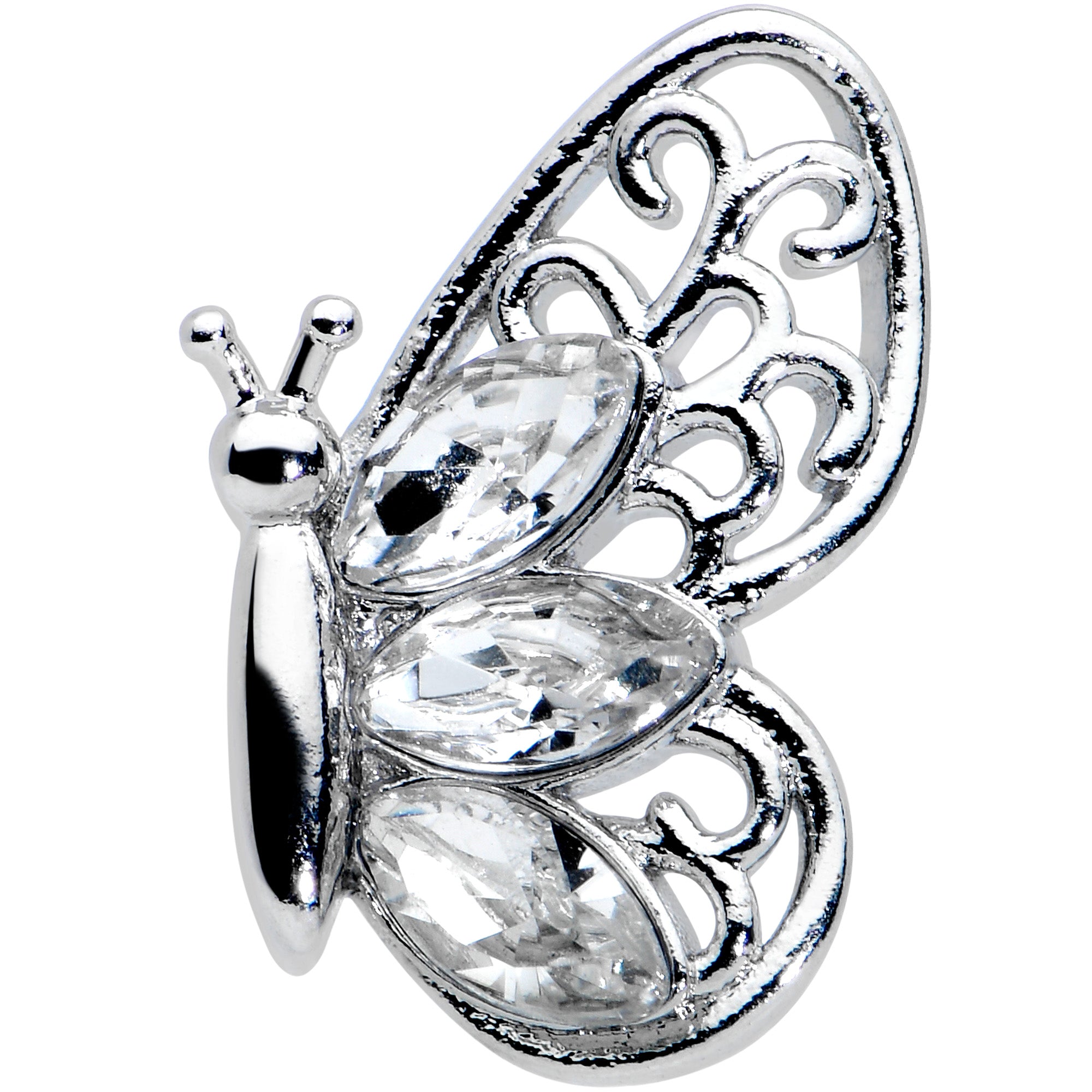 16G 5/16 Clear Gem Lacy Butterfly Labret Monroe Tragus