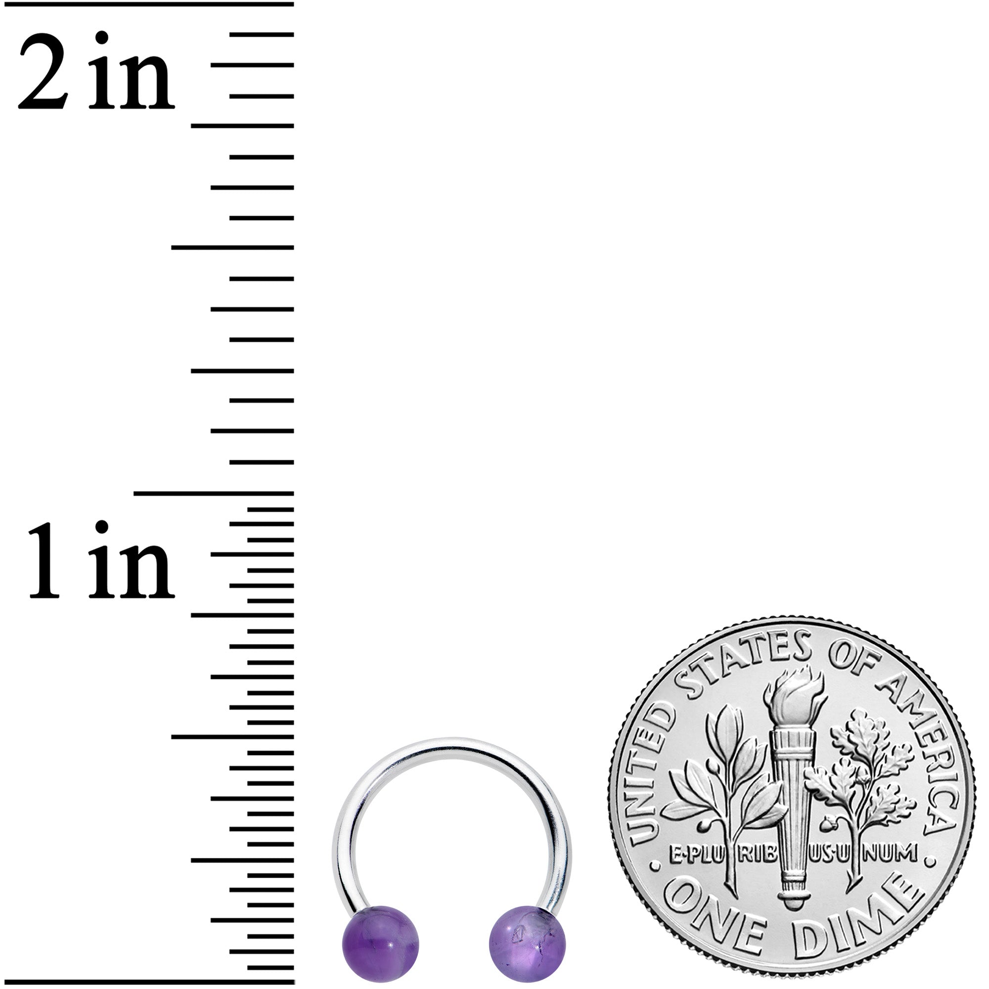 16G 3/8 Purple Stone Ball End Internally Threaded Horseshoe