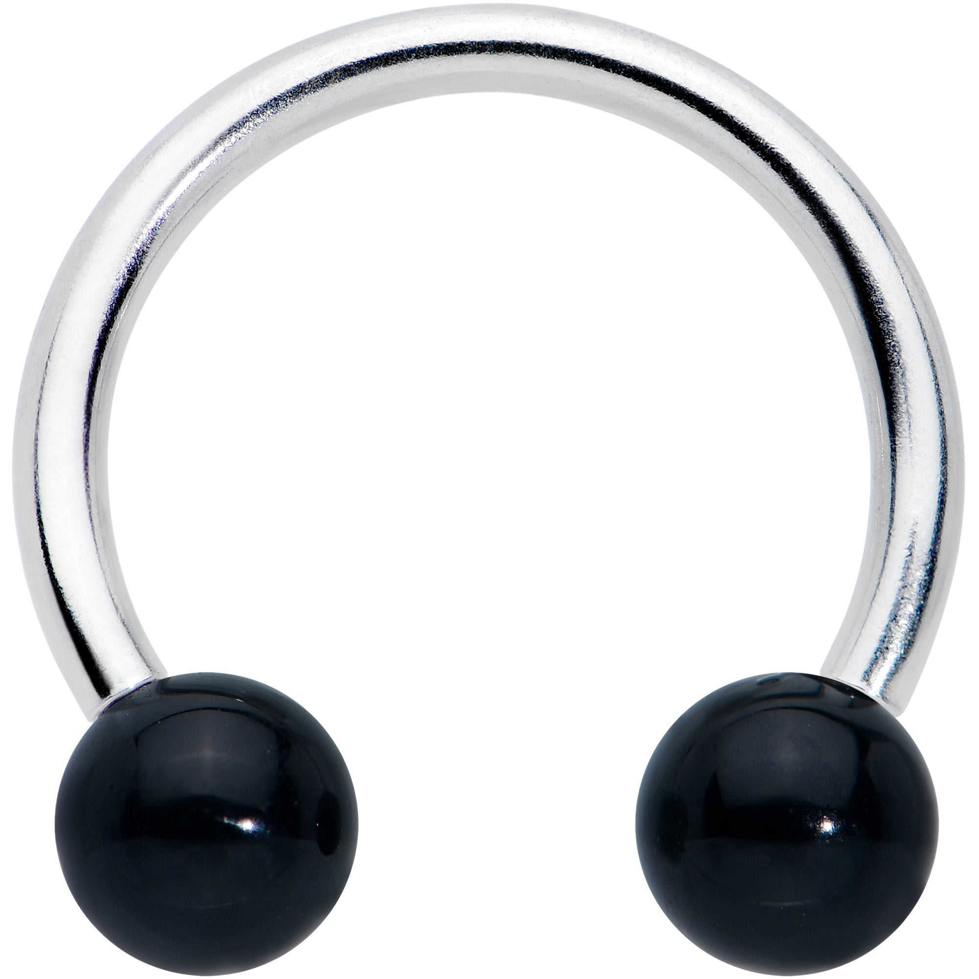 16G 3/8 Black Stone Ball End Internally Threaded Horseshoe