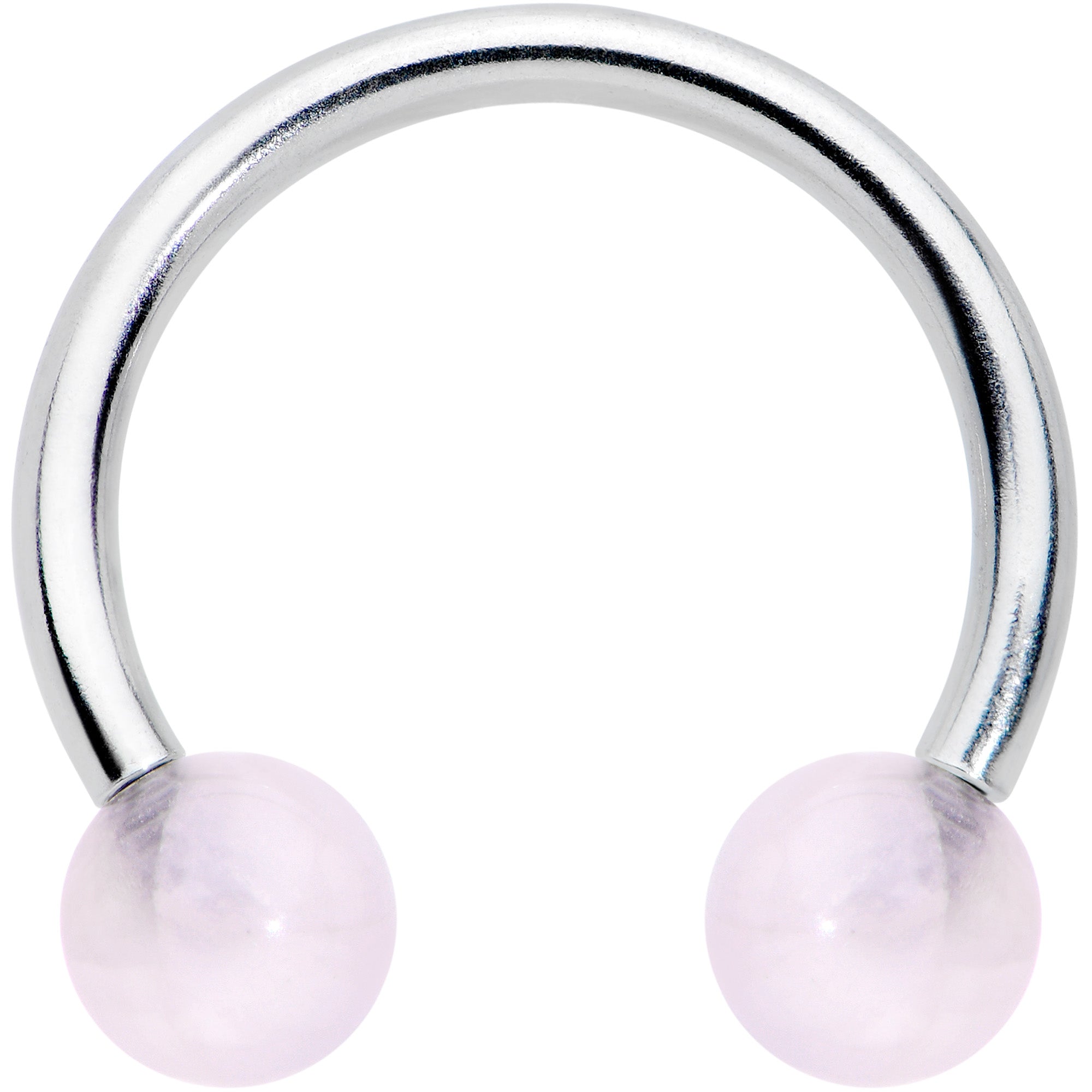 16G 3/8 Pink Stone Ball End Internally Threaded Horseshoe