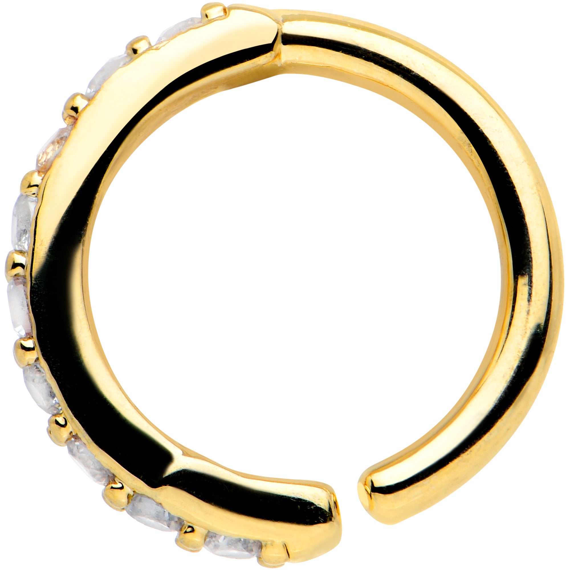 16G 5/16 Clear CZ Gem Gold Tone Forward Facing Closure Ring