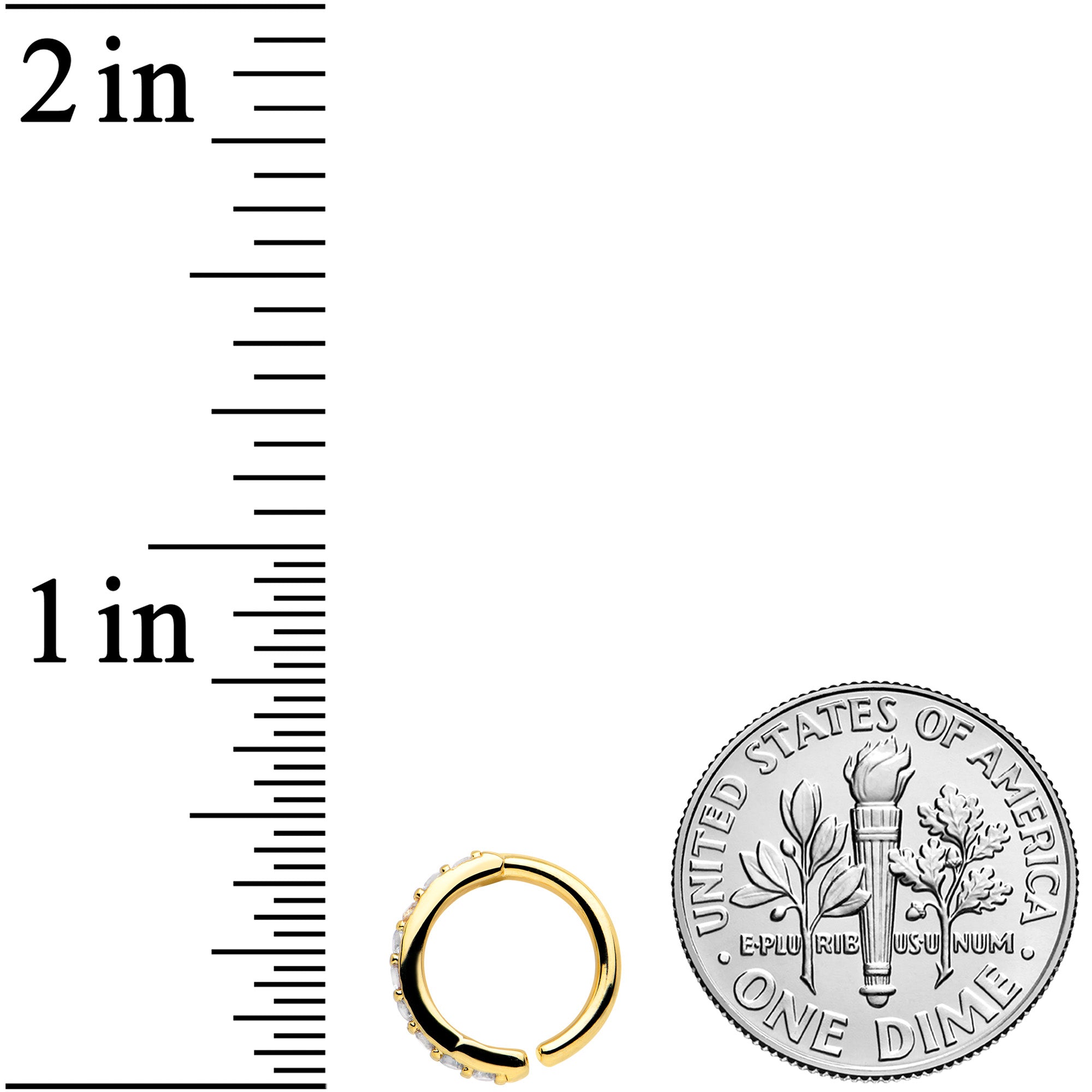 16G 5/16 Clear CZ Gem Gold Tone Forward Facing Closure Ring