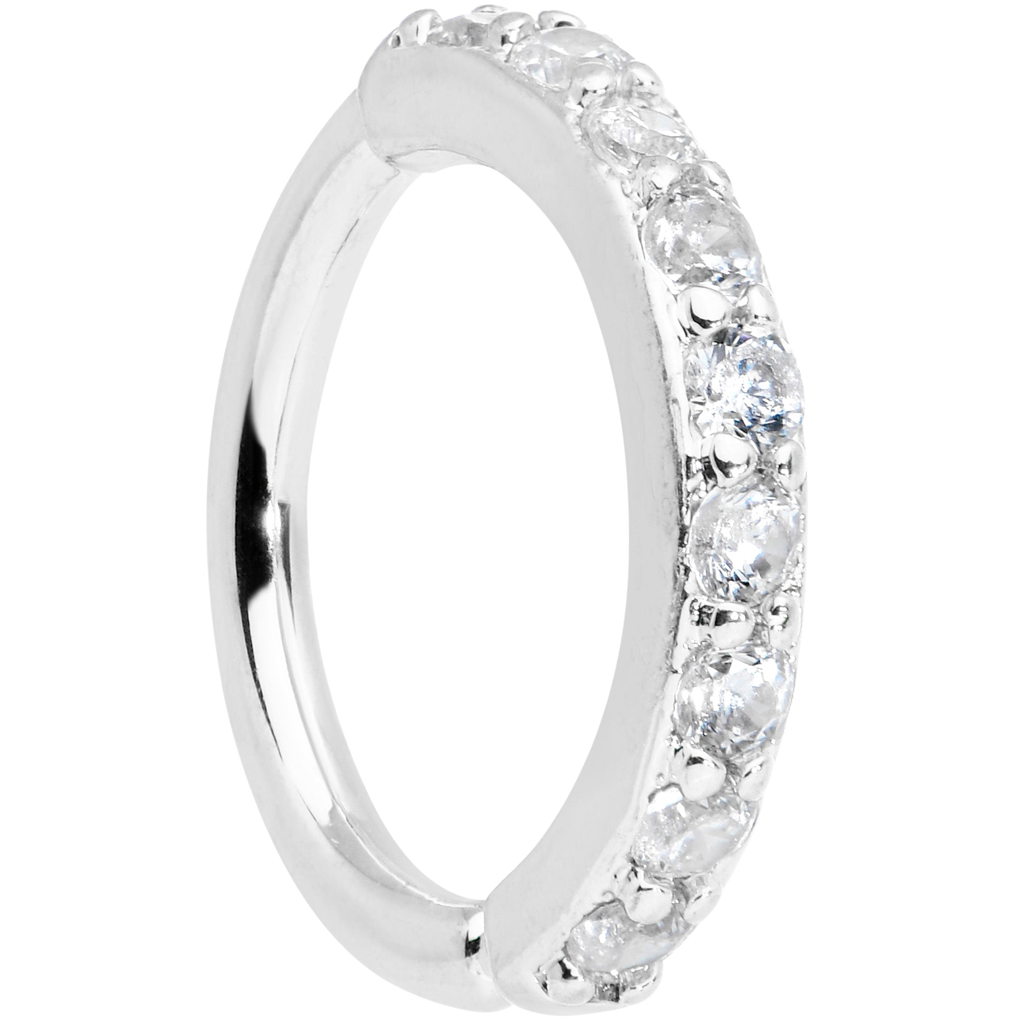 16G 5/16 Clear CZ Gem Forward Facing Closure Ring